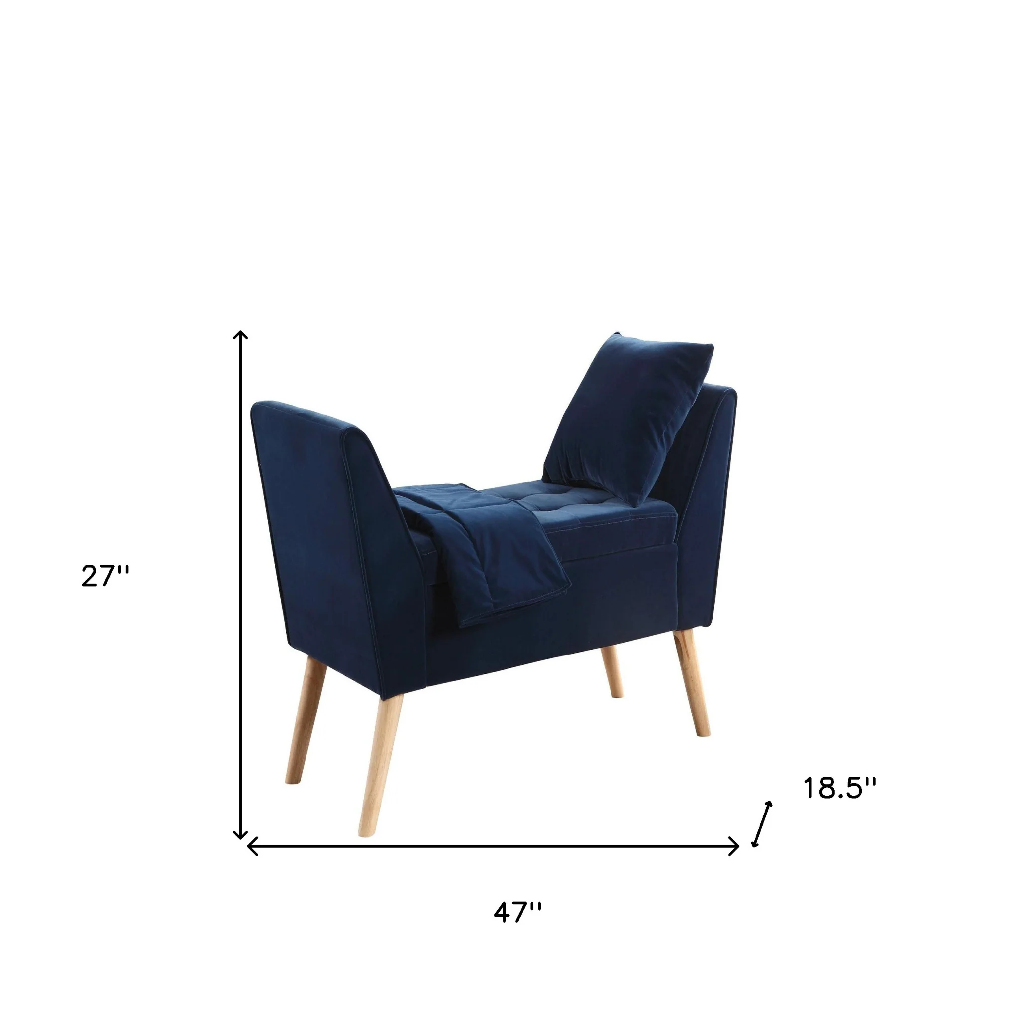 Navy Blue Modern Flair Storage Bench with Pillow and Blanket By Homeroots - Image 8