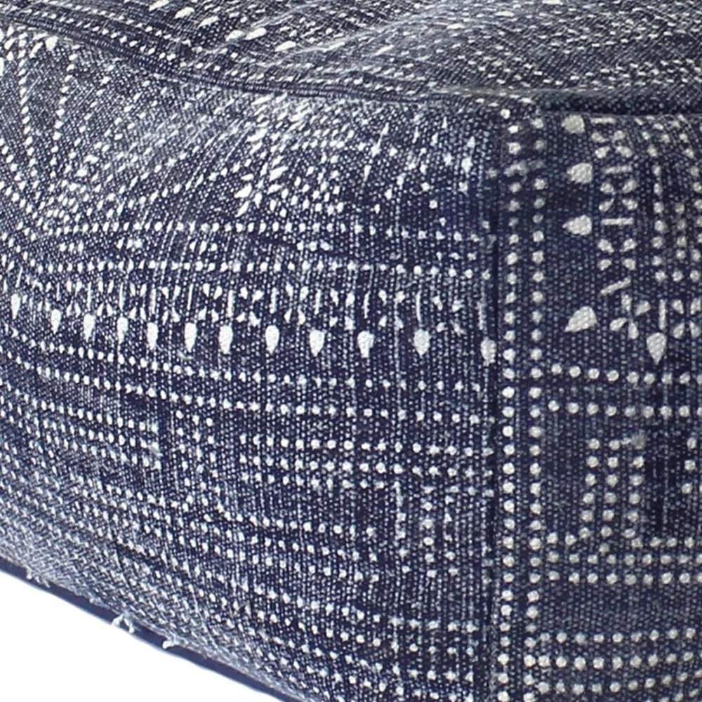 Navy Blue Patterned Rectangle Pouf By Homeroots - Image 5
