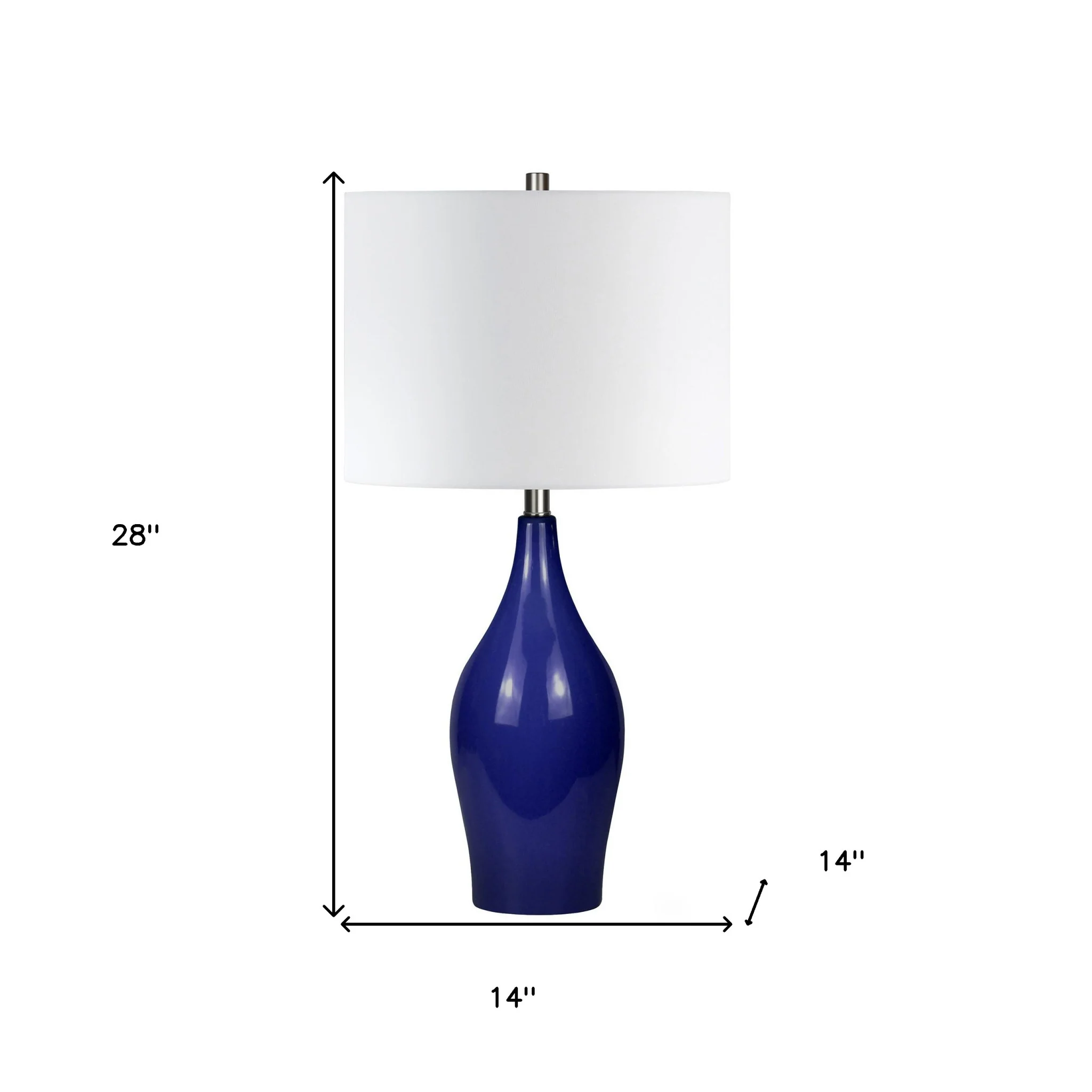 Navy Blue Porcelain Table Lamp With White Drum Shade By Homeroots - Image 4