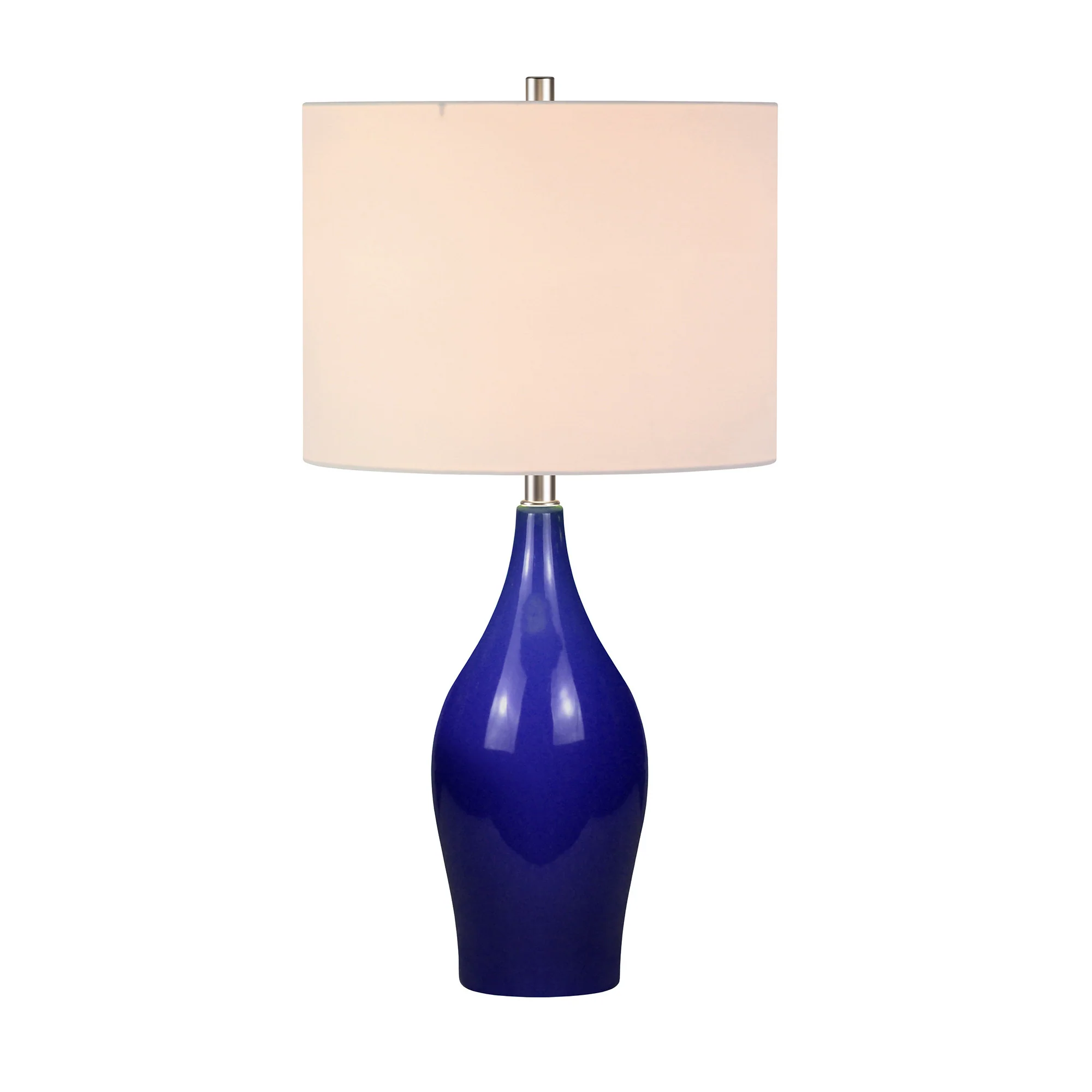 Navy Blue Porcelain Table Lamp With White Drum Shade By Homeroots - Image 7