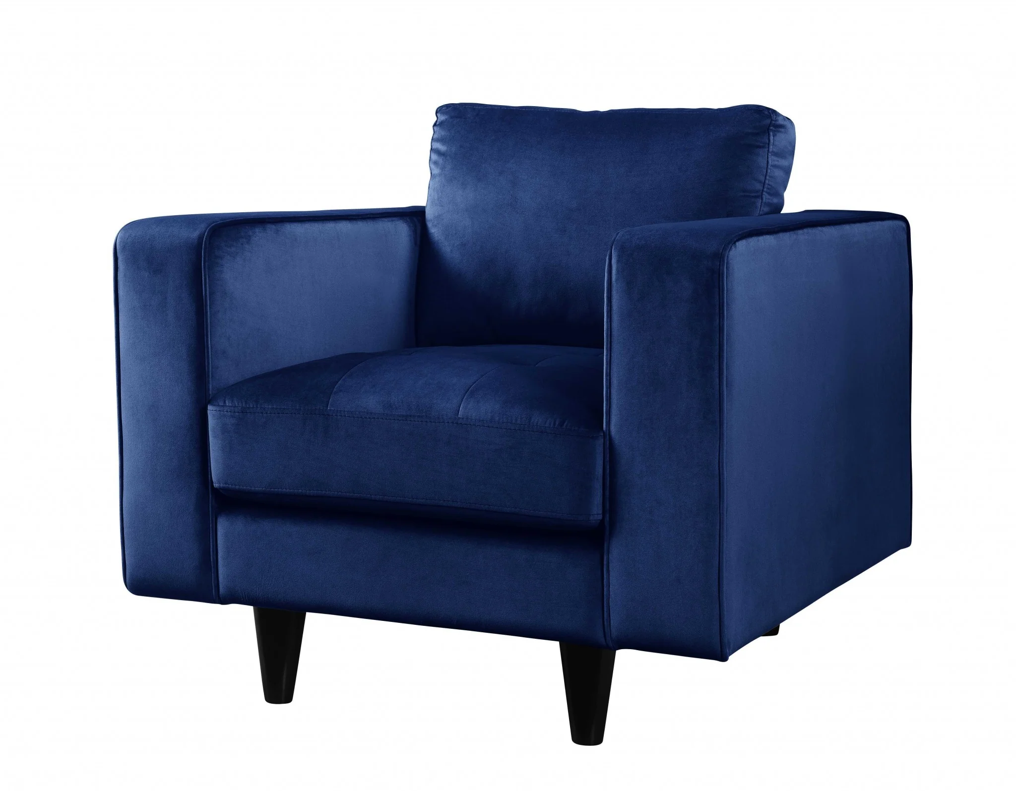 Navy Velvet Chair By Homeroots - Image 2