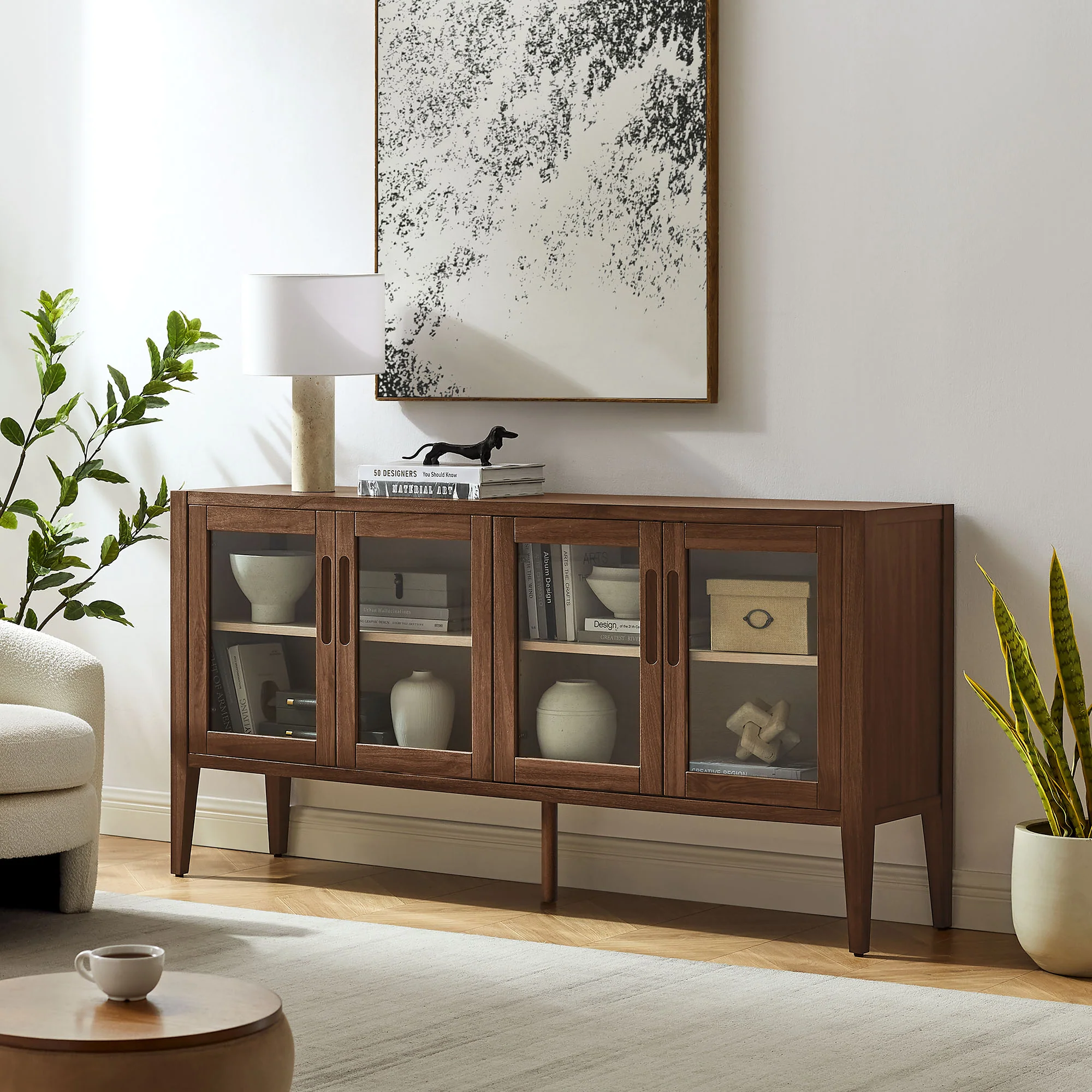 Nell 72" Glass Door Sideboard Storage Display Cabinet by Modway - Image 7