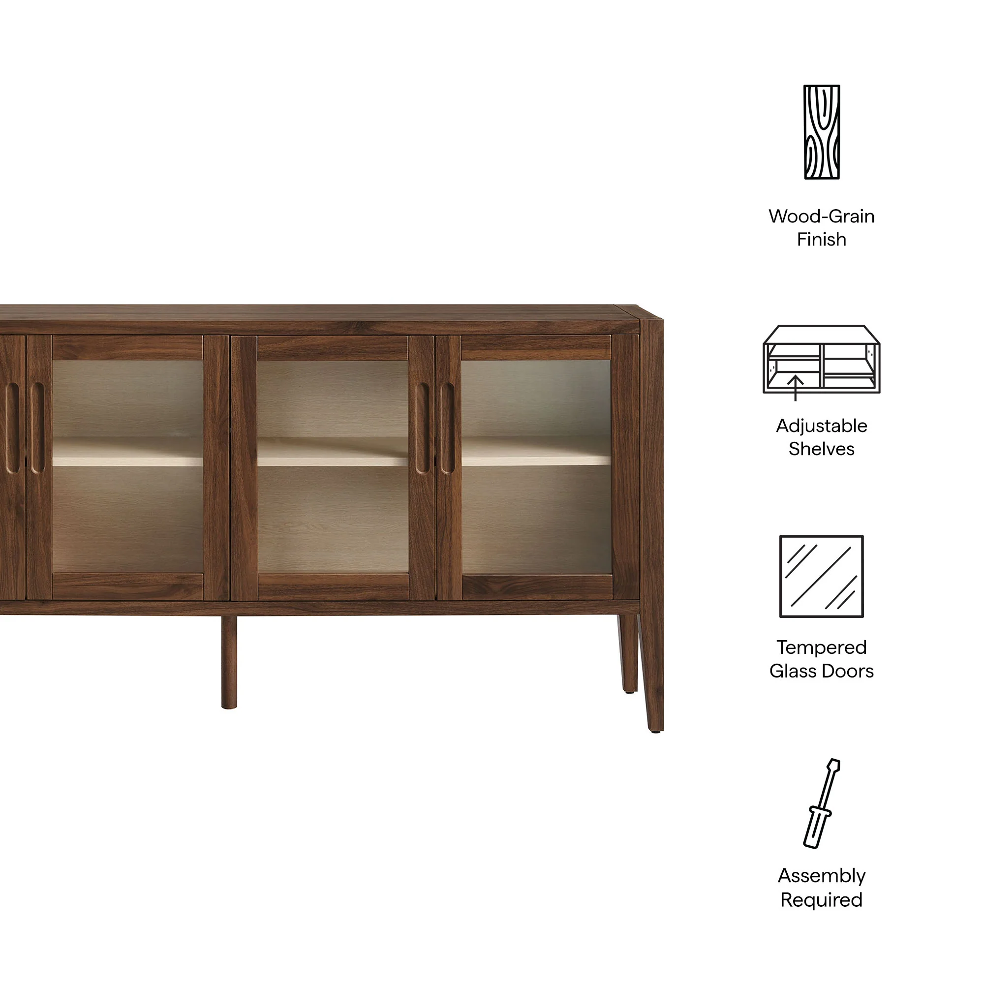 Nell 72" Glass Door Sideboard Storage Display Cabinet by Modway - Image 8