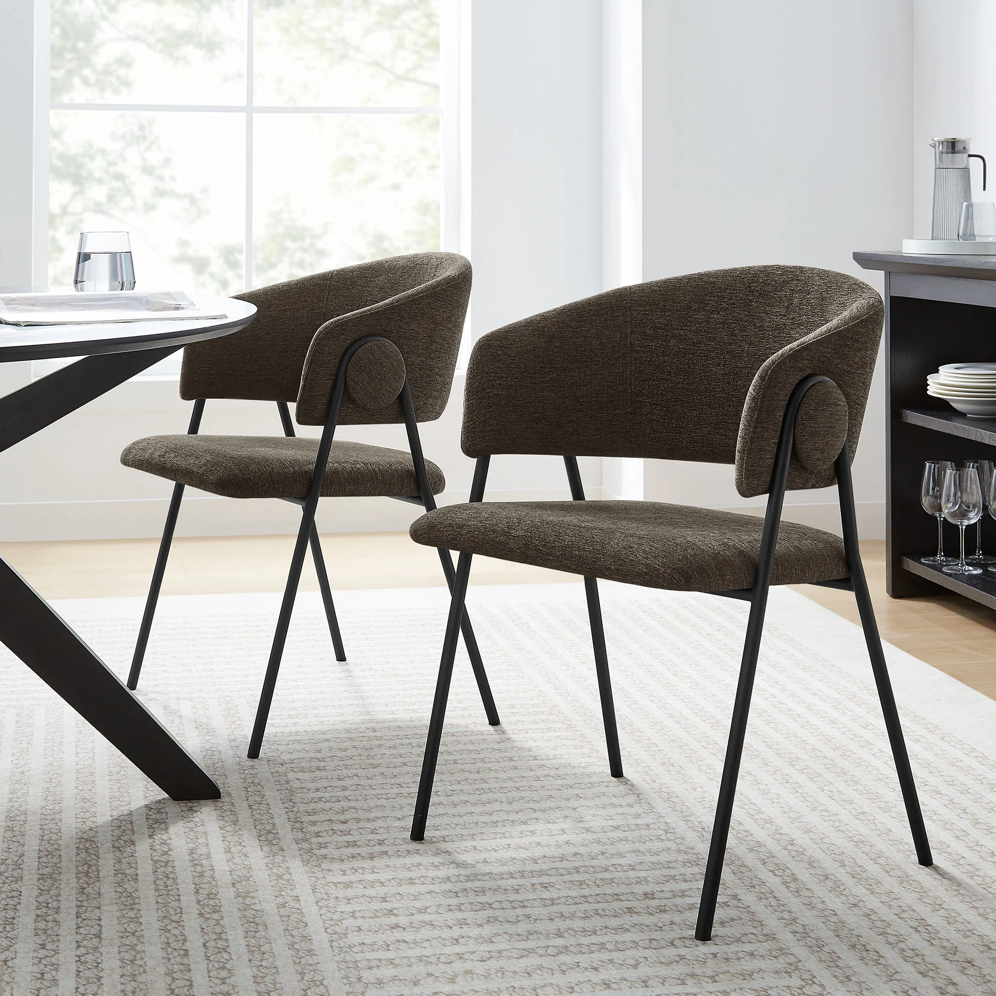Nella Upholstered Heathered Chenille Dining Chairs Set of 2 by Modway - Image 18