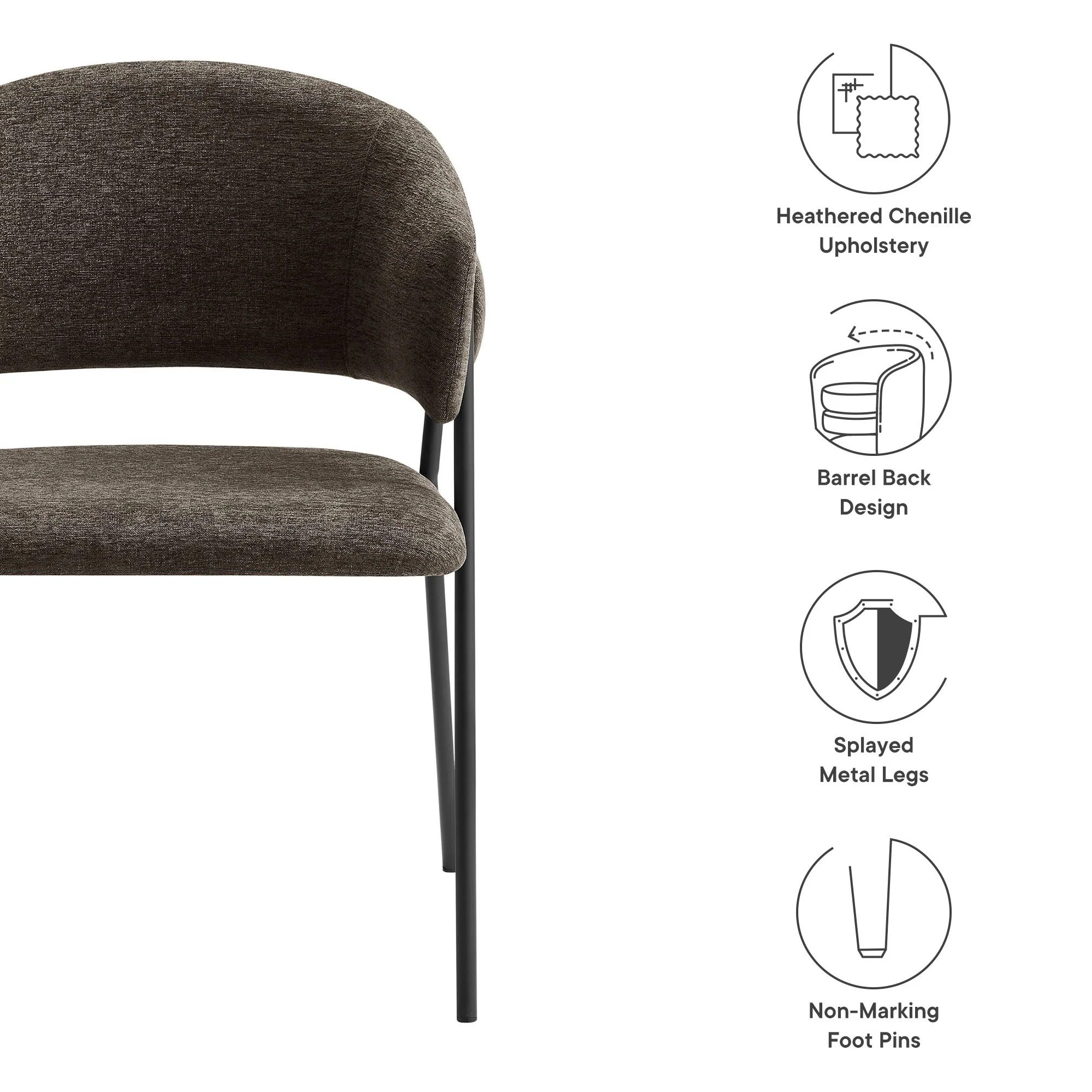 Nella Upholstered Heathered Chenille Dining Chairs Set of 2 by Modway - Image 19