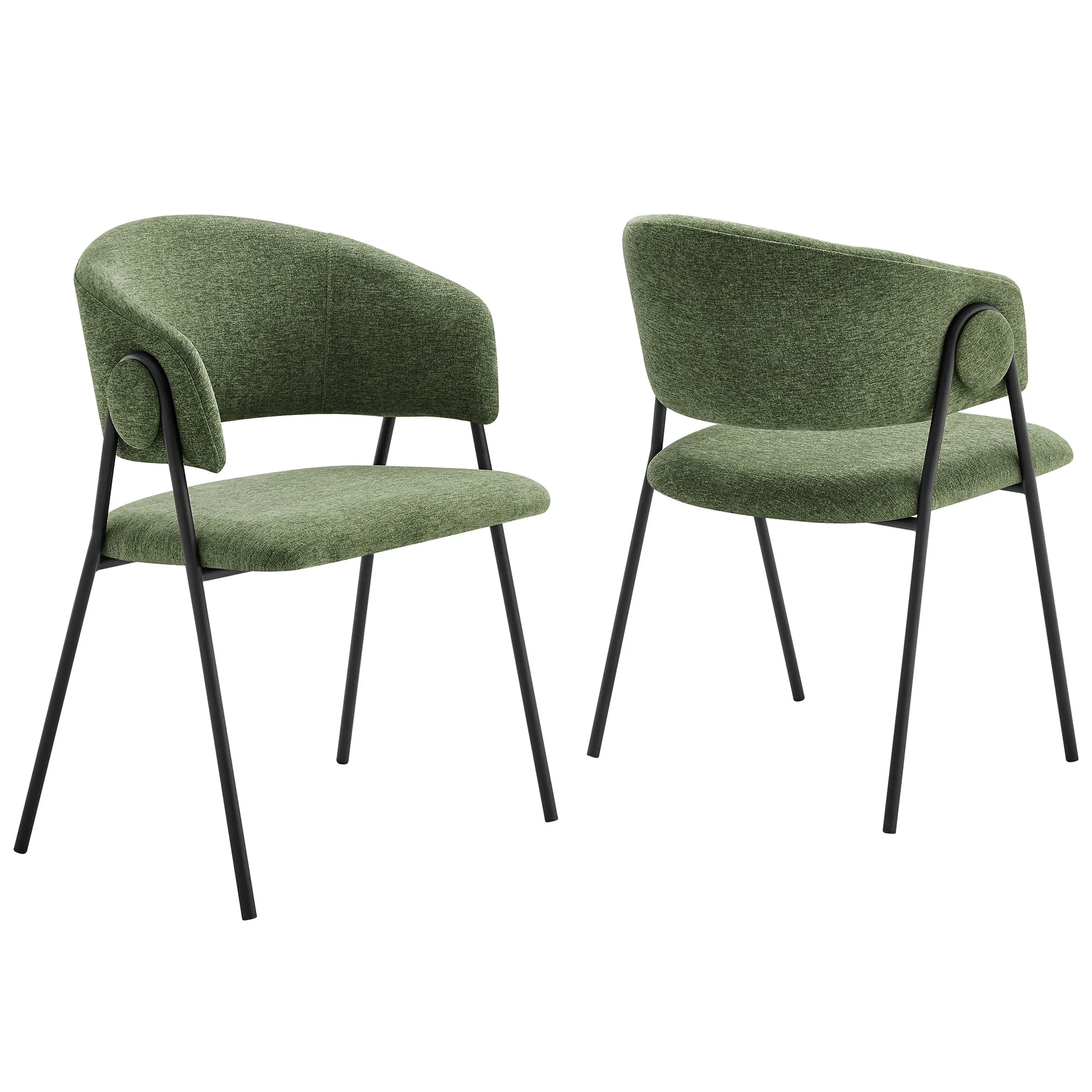 Nella Upholstered Heathered Chenille Dining Chairs Set of 2 by Modway - Image 2