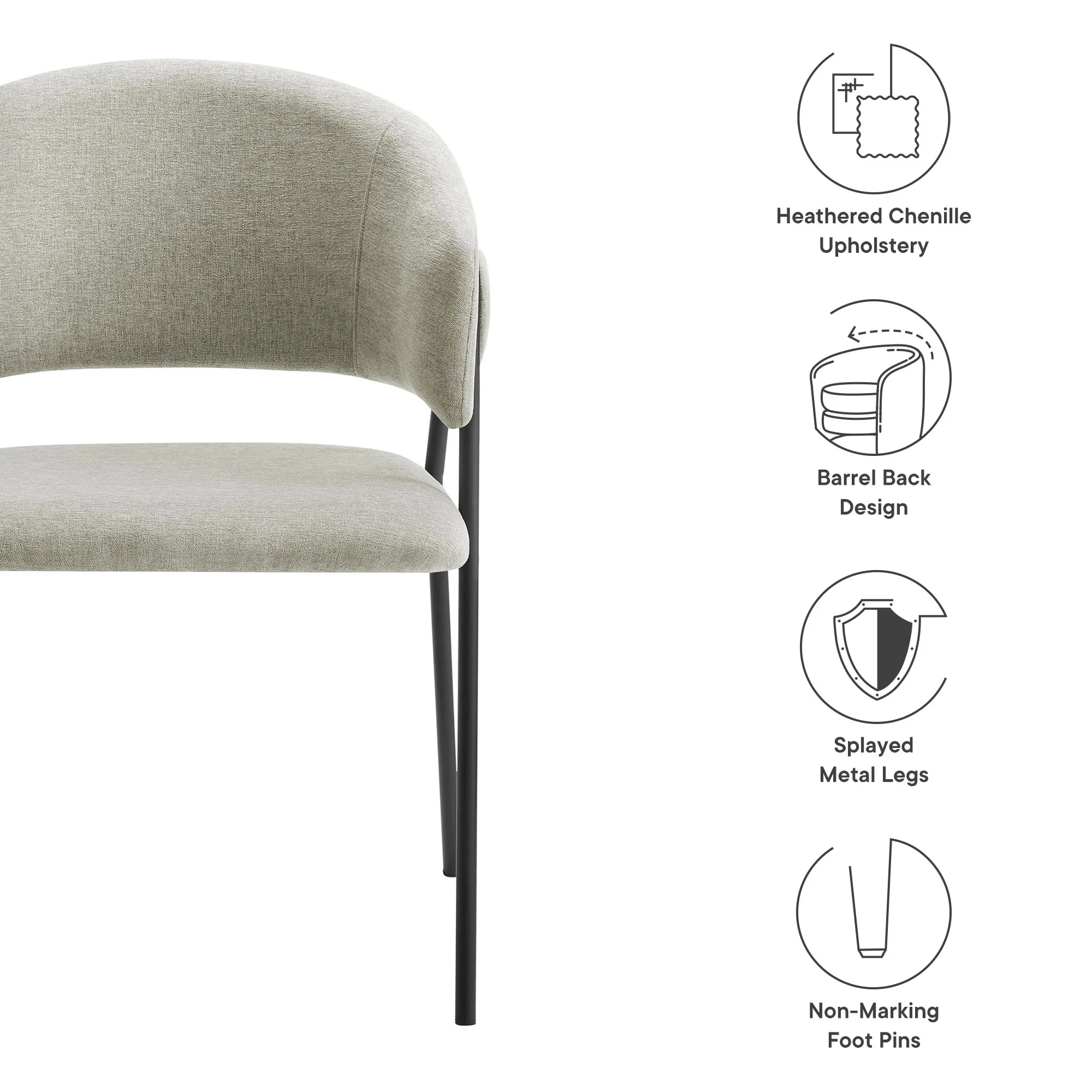 Nella Upholstered Heathered Chenille Dining Chairs Set of 2 by Modway - Image 29