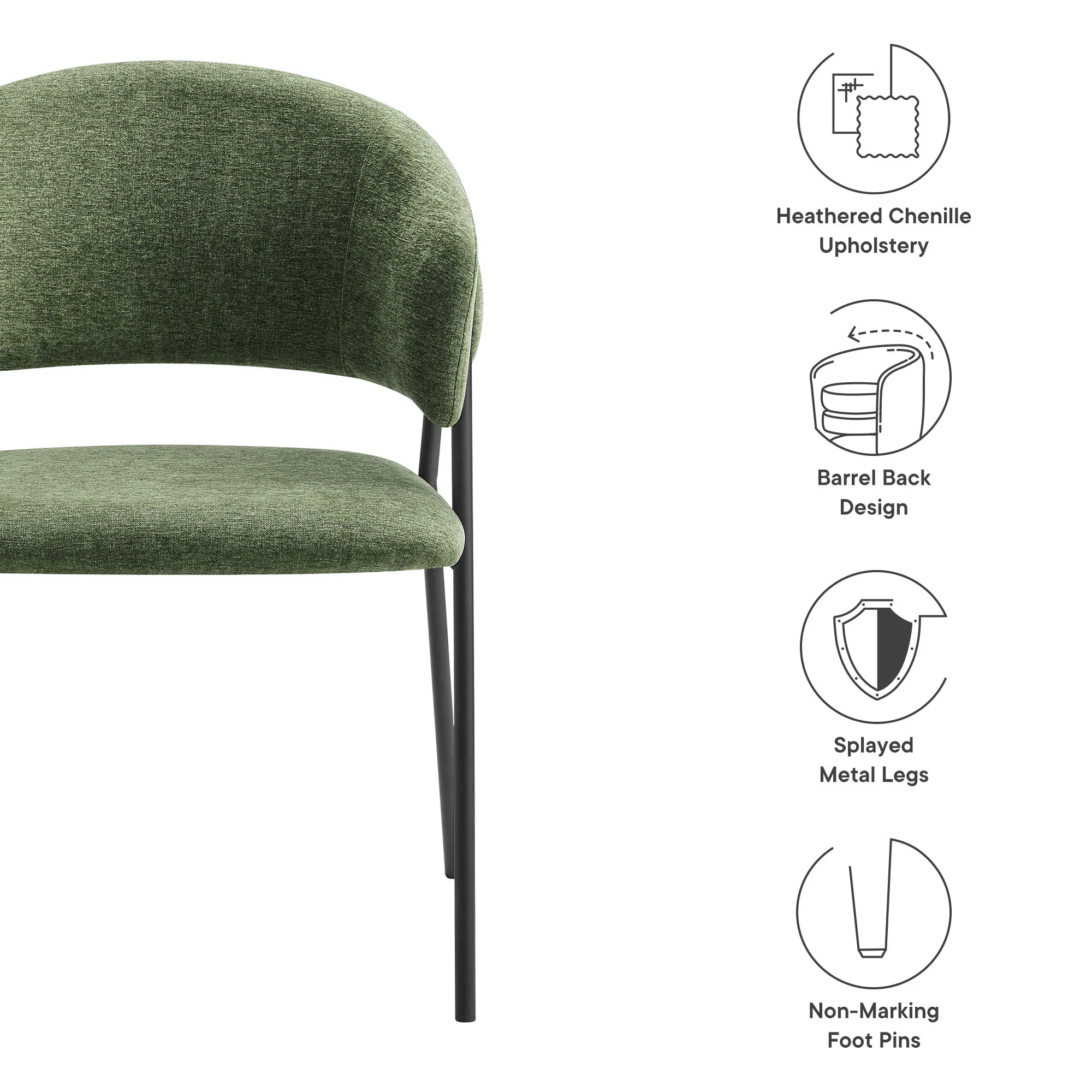 Nella Upholstered Heathered Chenille Dining Chairs Set of 2 by Modway - Image 9