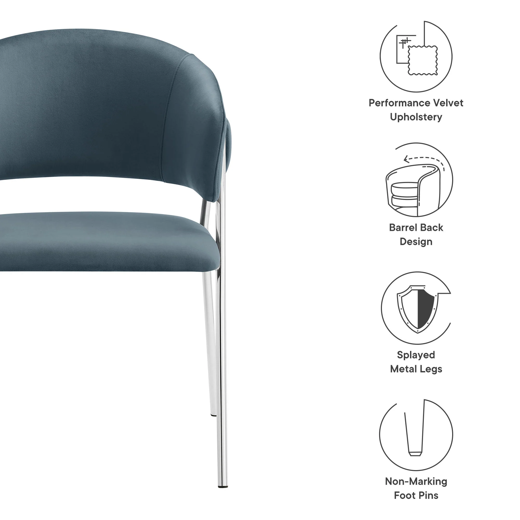 Nella Upholstered Performance Velvet Dining Chair Set of 2 by Modway - Image 19