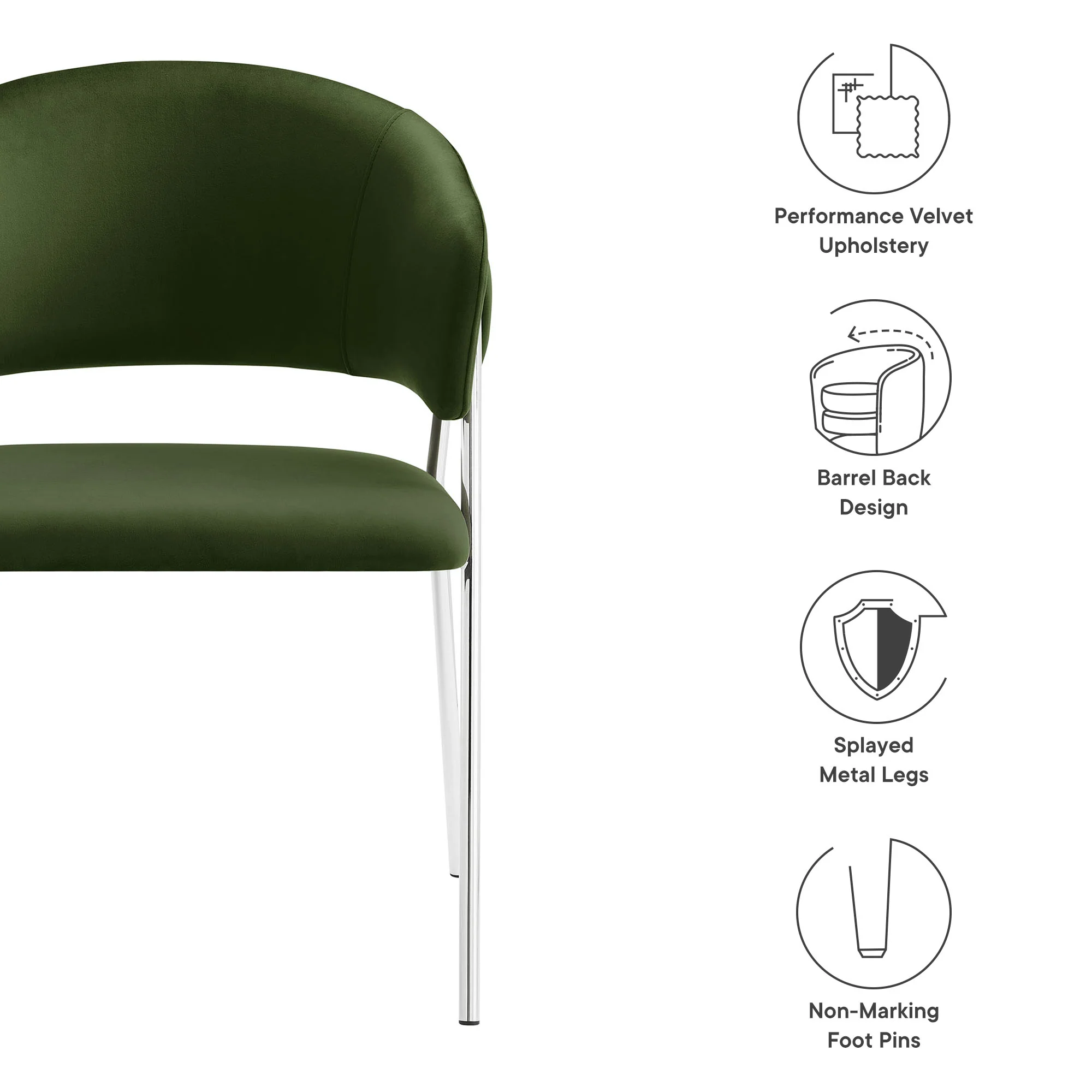 Nella Upholstered Performance Velvet Dining Chair Set of 2 by Modway - Image 39