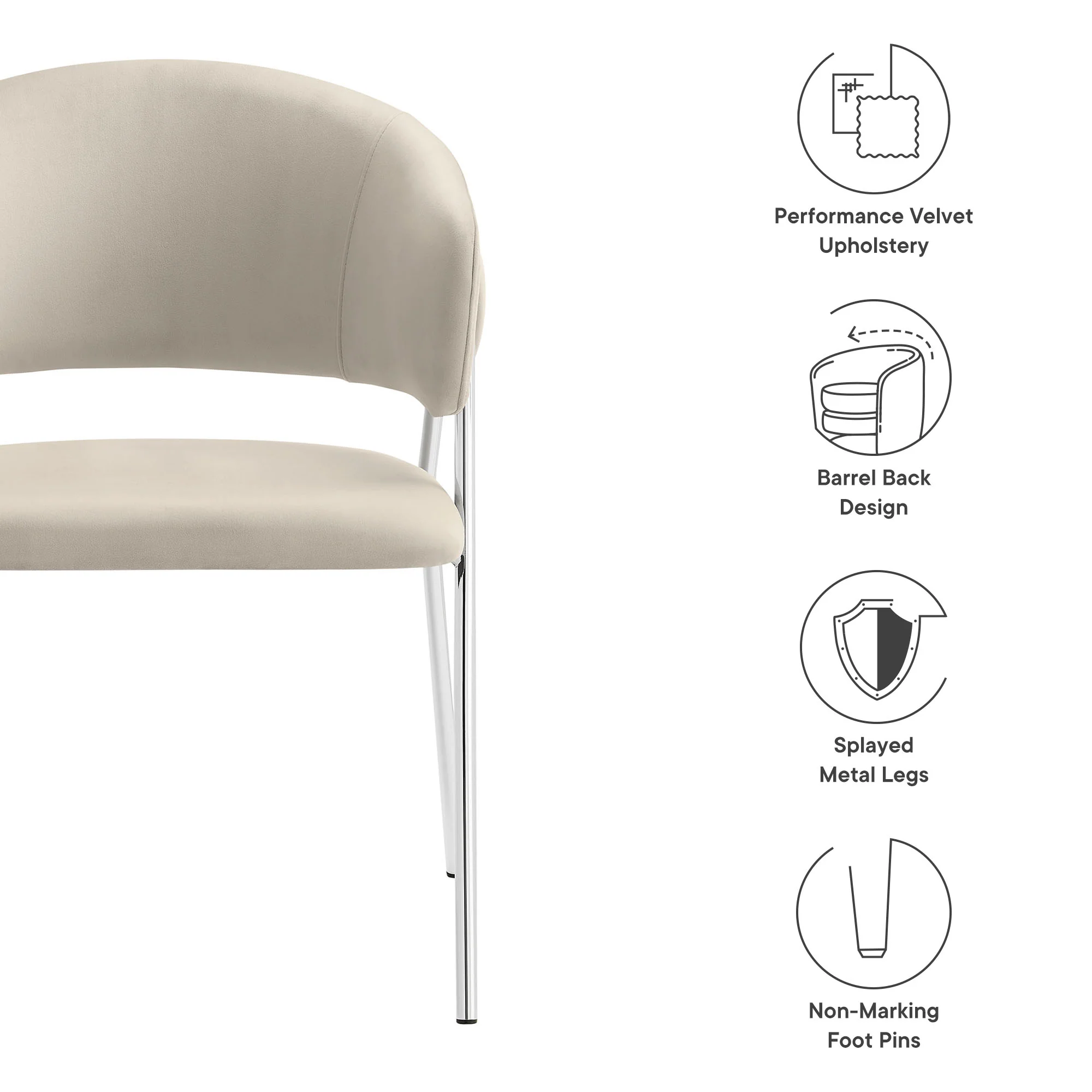 Nella Upholstered Performance Velvet Dining Chair Set of 2 by Modway - Image 9