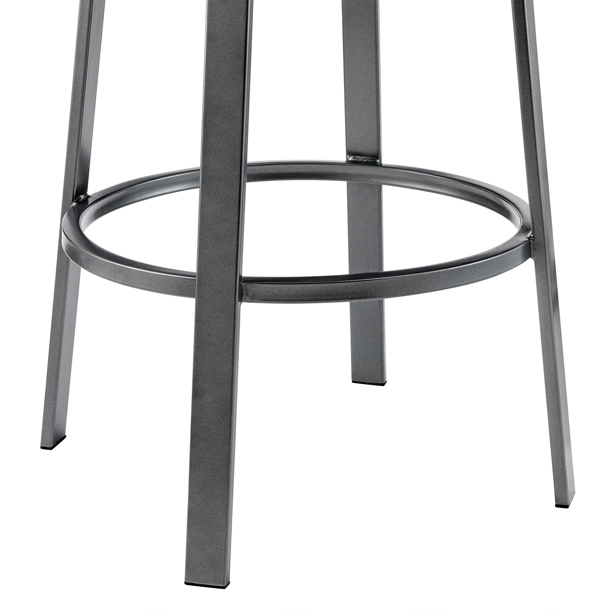 Neura Swivel Counter or Bar Stool in Black Finish with Grey Faux Leather By Armen Living - Image 8