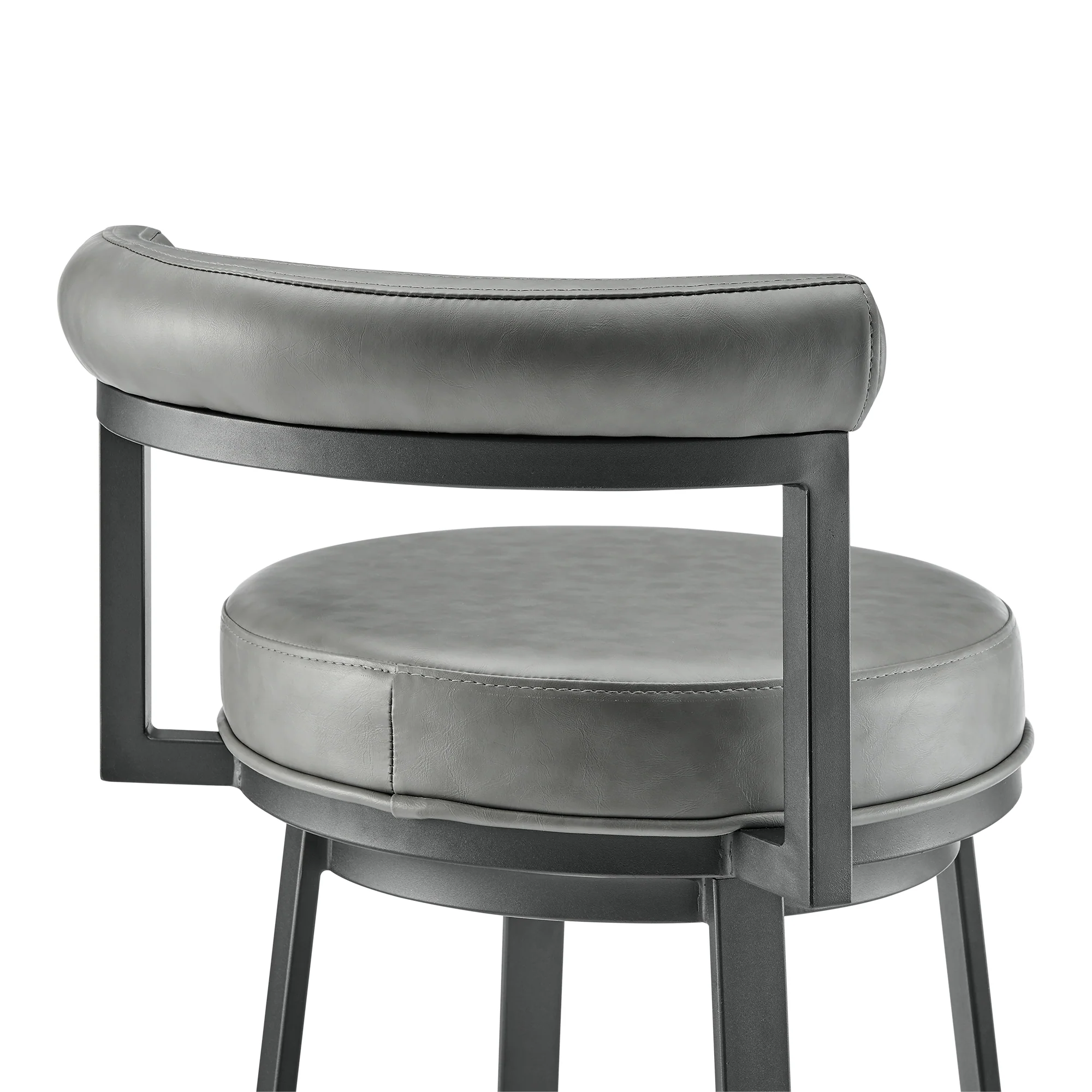 Neura Swivel Counter or Bar Stool in Black Finish with Grey Faux Leather By Armen Living - Image 10