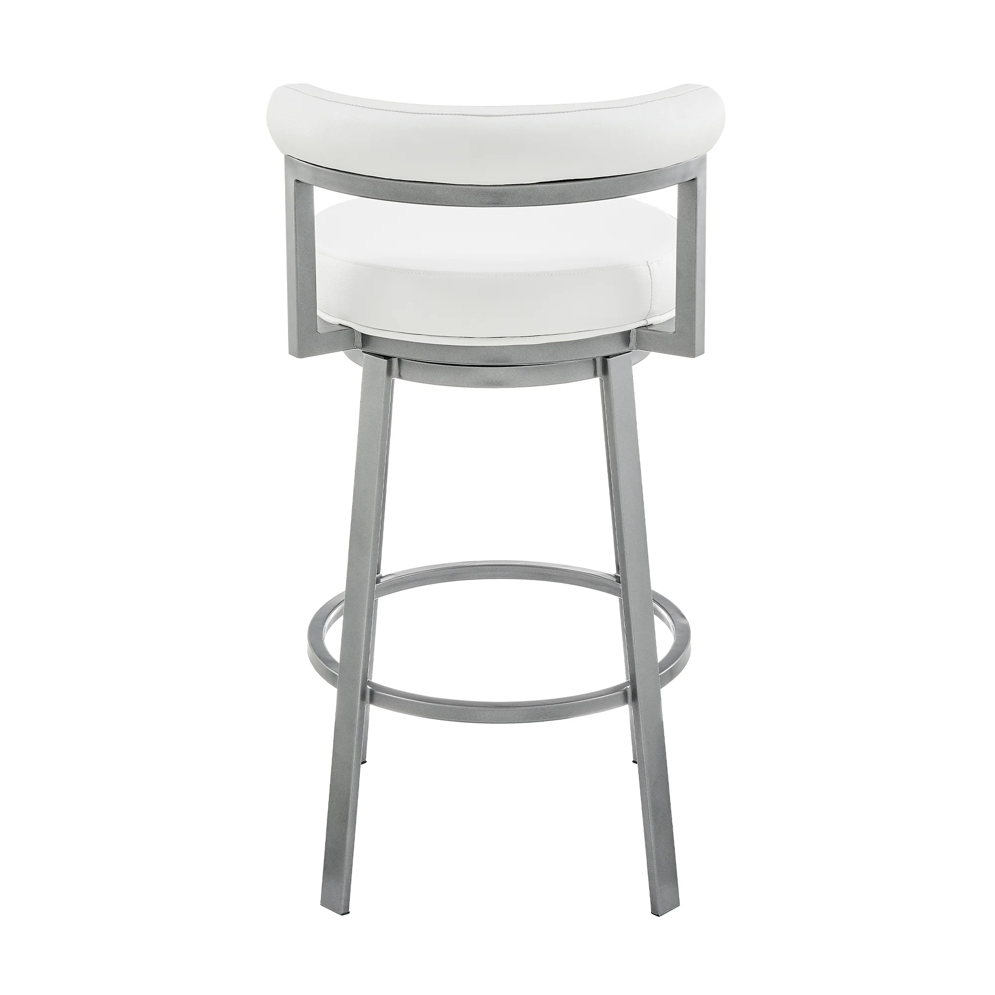 Neura Swivel Counter or Bar Stool in Cloud Finish with White Faux Leather By Armen Living - Image 6
