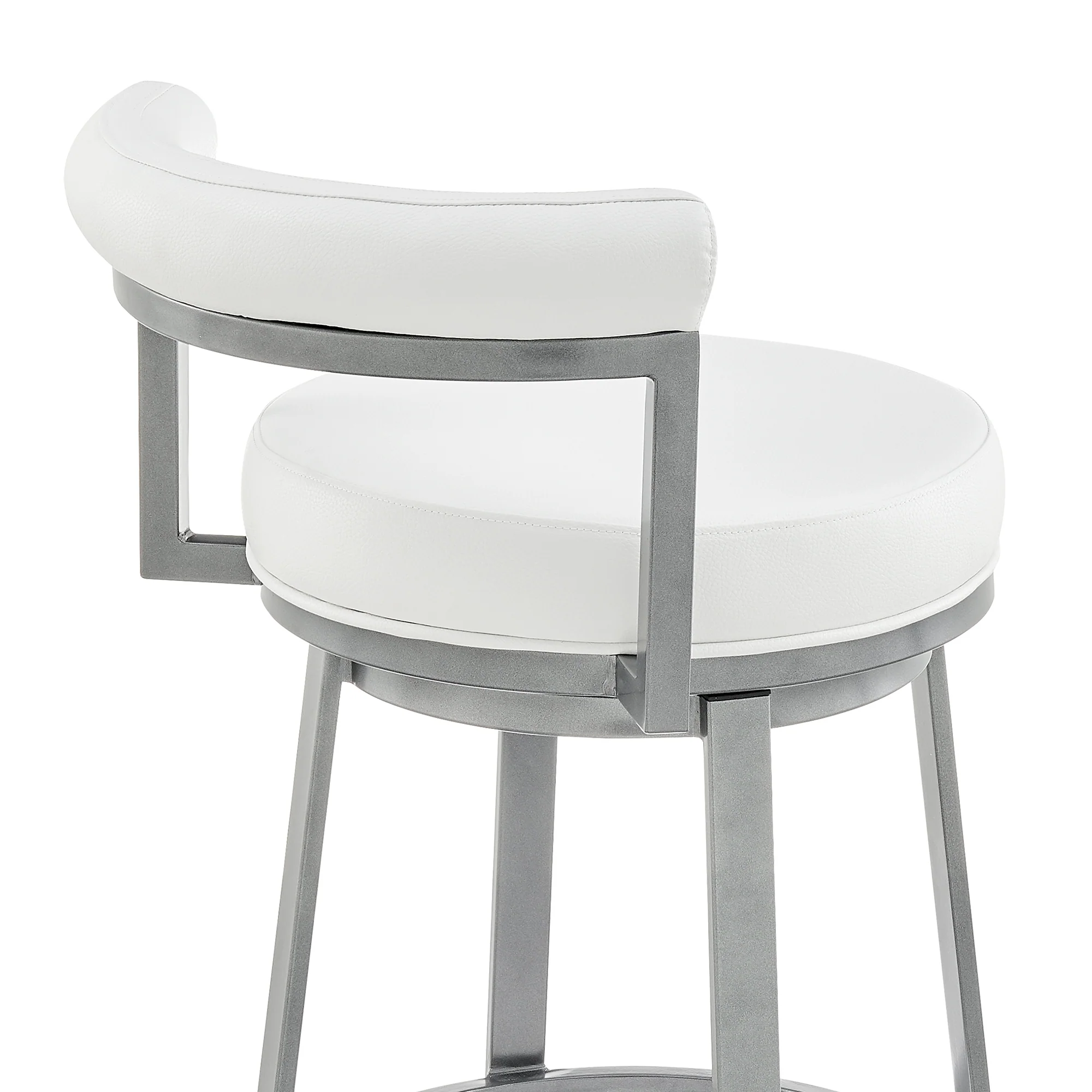 Neura Swivel Counter or Bar Stool in Cloud Finish with White Faux Leather By Armen Living - Image 10