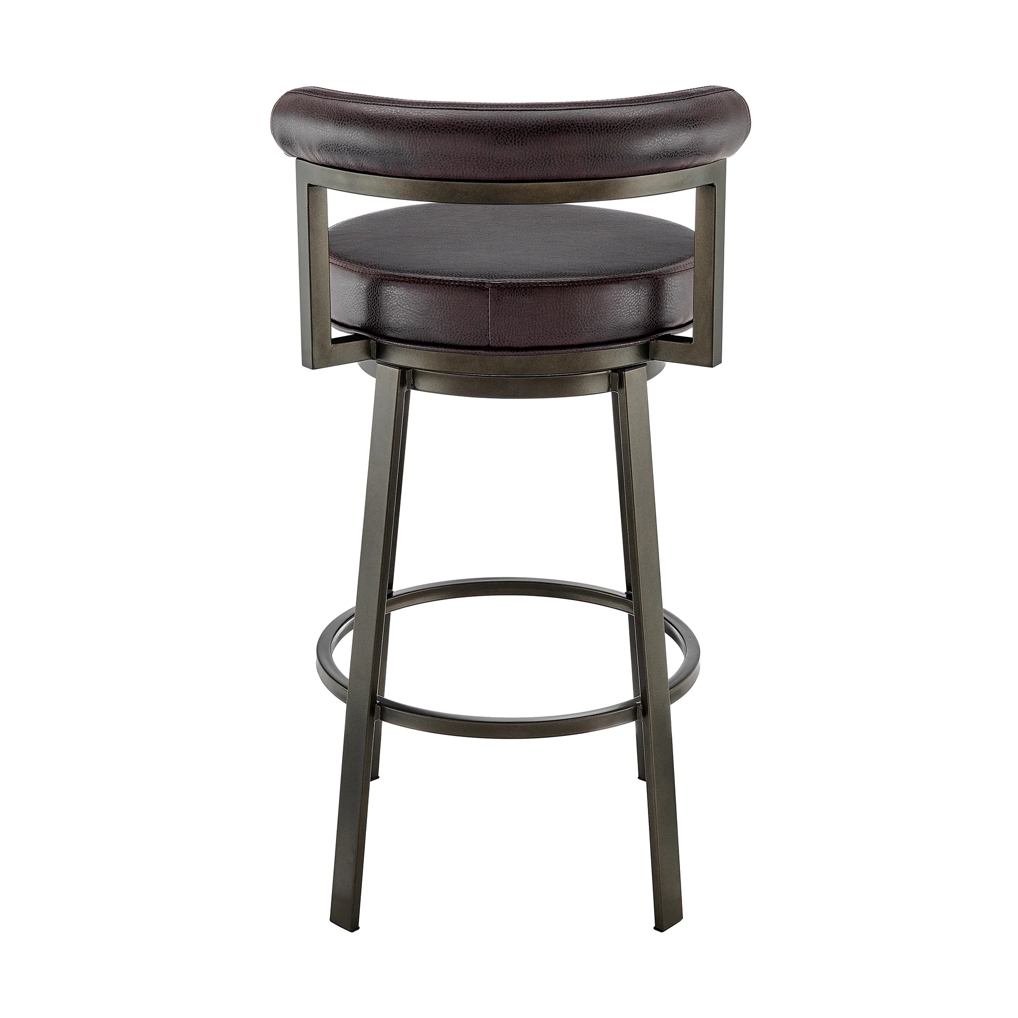 Neura Swivel Counter or Bar Stool in Mocha Finish with Brown Faux Leather By Armen Living - Image 6
