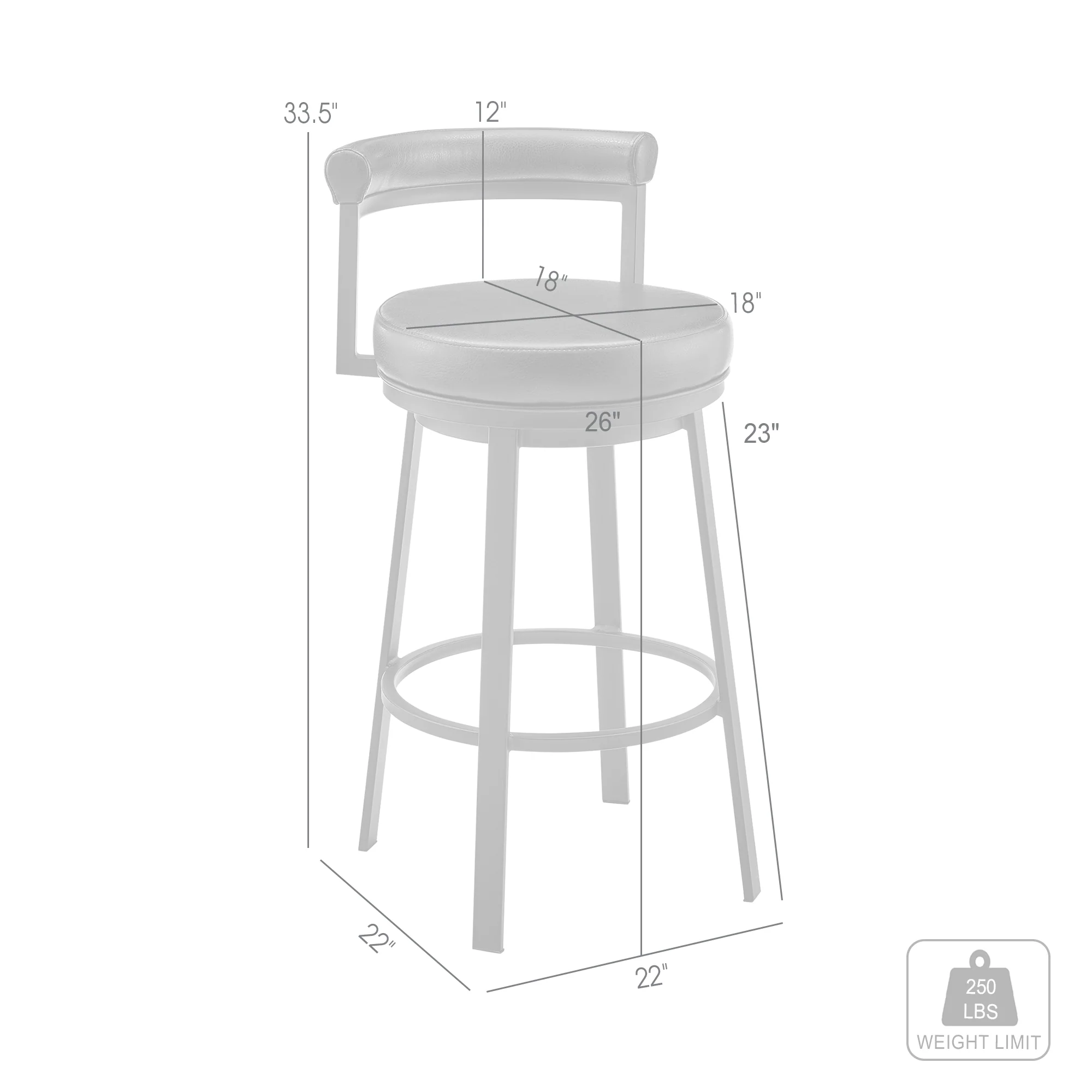 Neura Swivel Counter or Bar Stool in Mocha Finish with Brown Faux Leather By Armen Living - Image 9