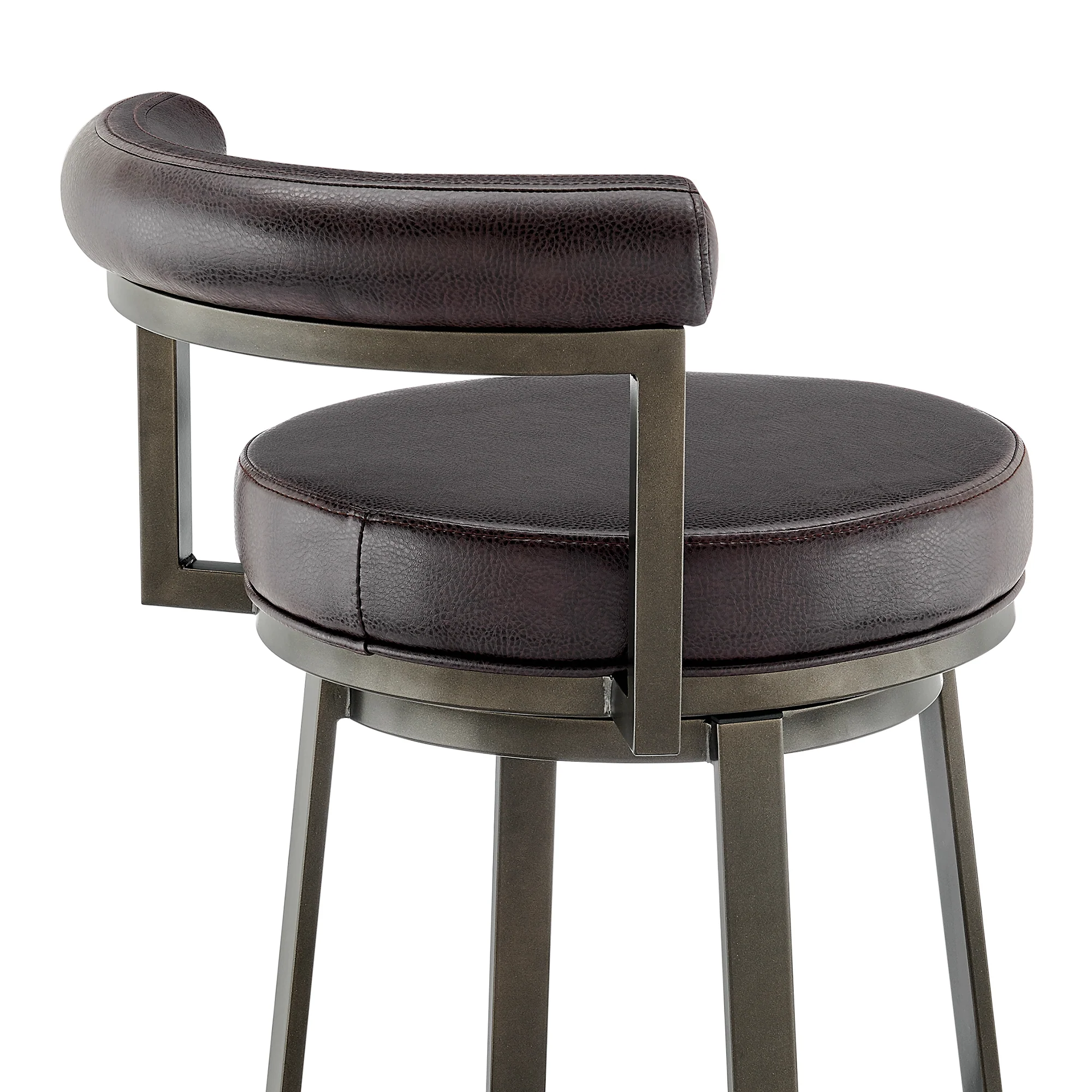 Neura Swivel Counter or Bar Stool in Mocha Finish with Brown Faux Leather By Armen Living - Image 10