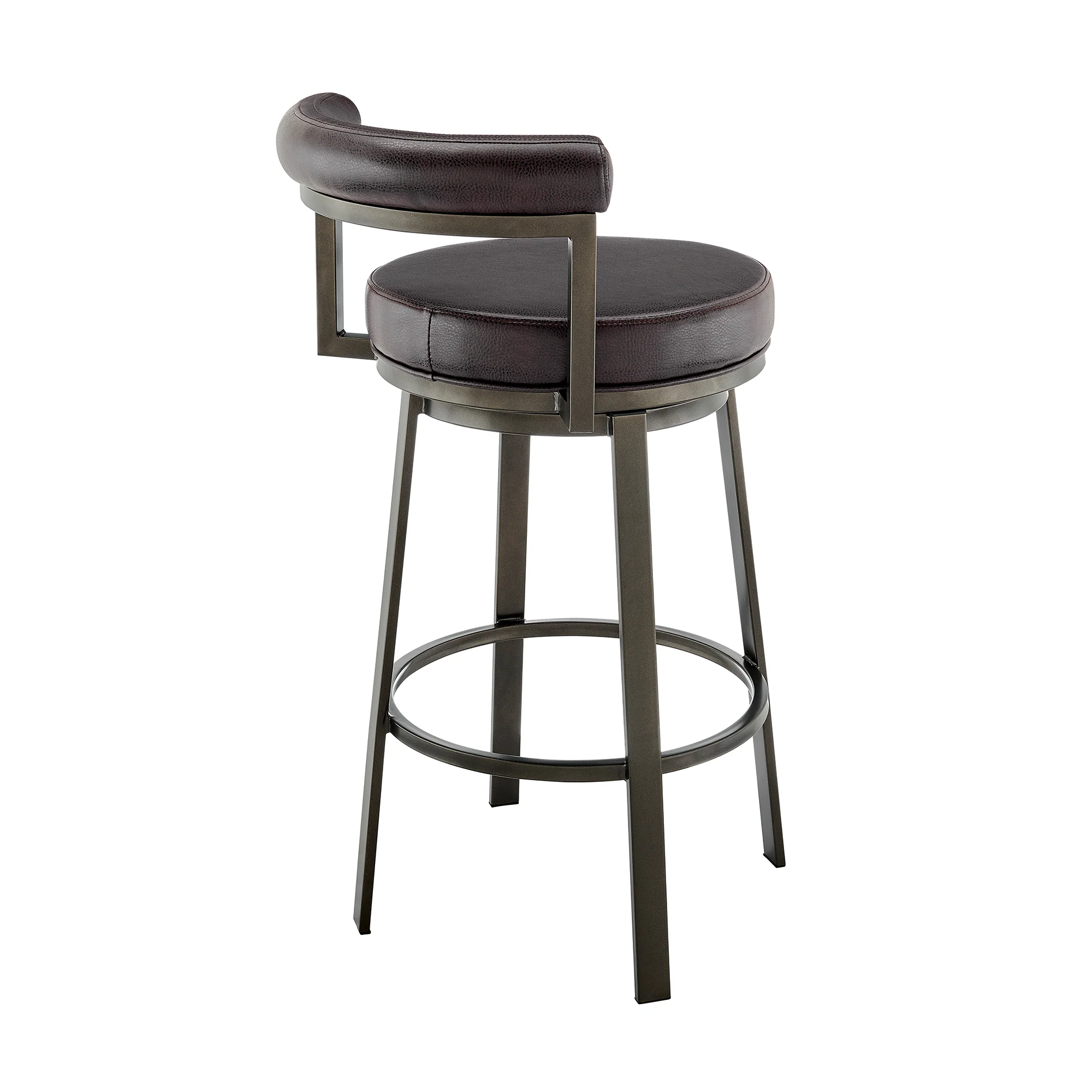 Neura Swivel Counter or Bar Stool in Mocha Finish with Brown Faux Leather By Armen Living - Image 5