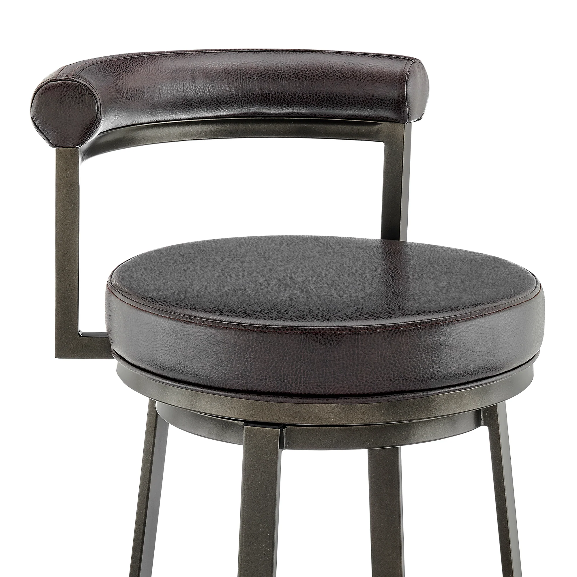 Neura Swivel Counter or Bar Stool in Mocha Finish with Brown Faux Leather By Armen Living - Image 7