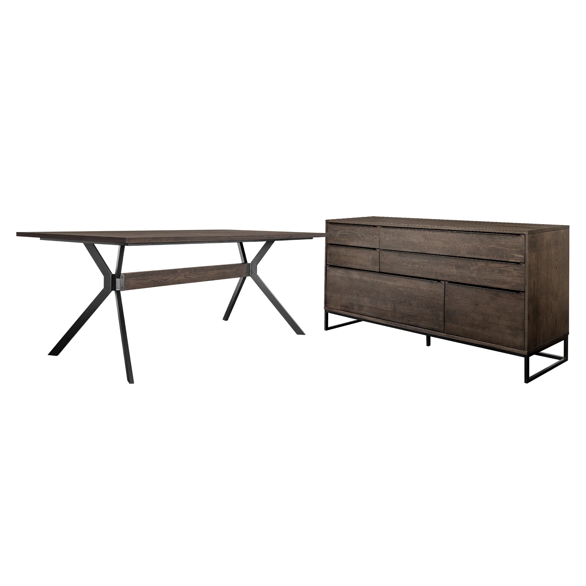 Nevada Rustic 2 piece set with Dining Table and Sideboard in Dark Brown By Armen Living - Image 2