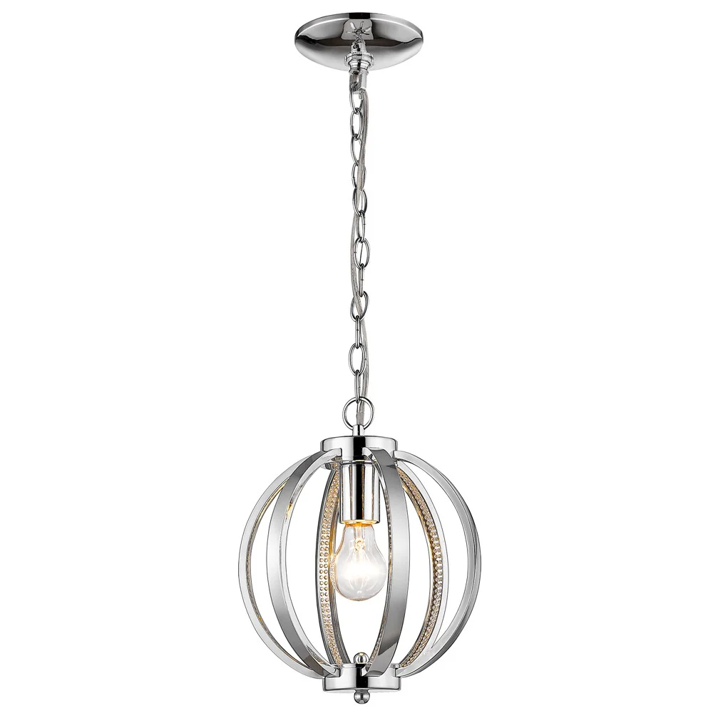 Nevaeh 1-Light Chrome Globe Pendant With Crystal Accents By Homeroots - Image 2