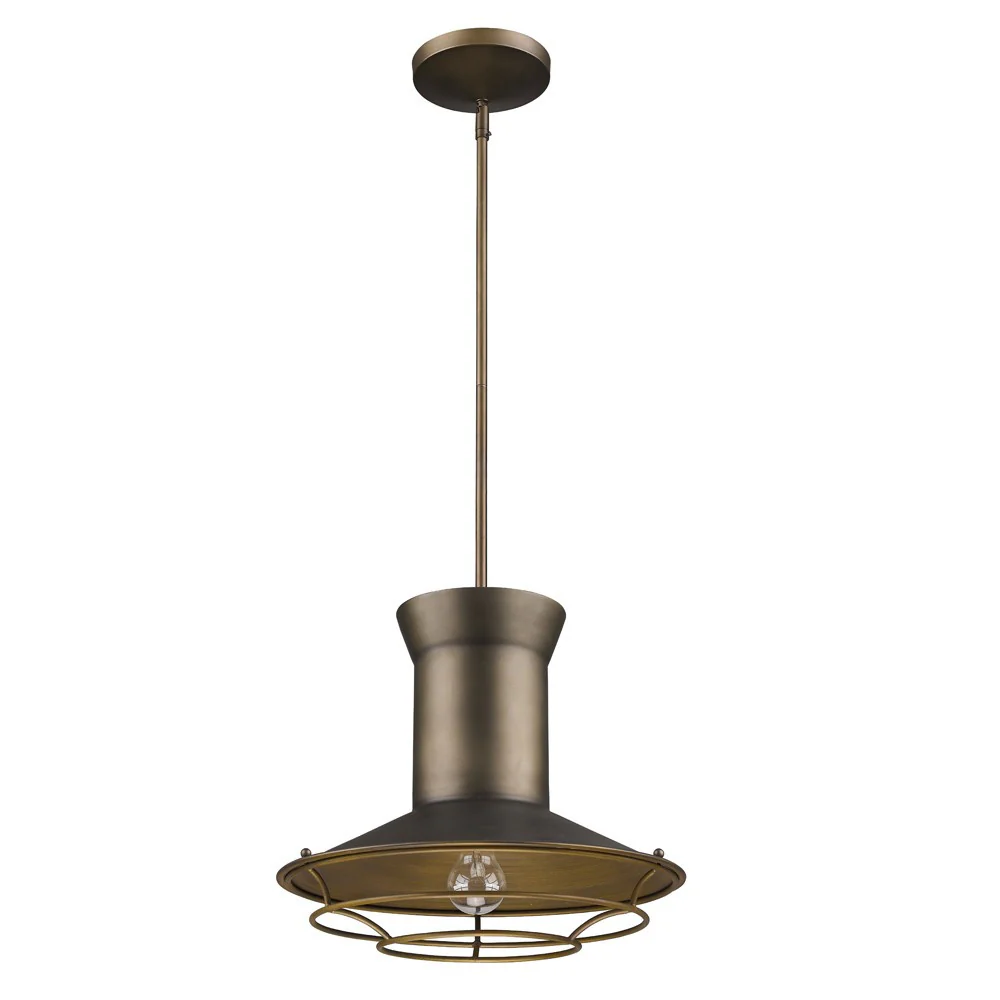 Newport 1-Light Tin Coated Pendant With Raw Brass Interior Shade And Louver By Homeroots - Image 2