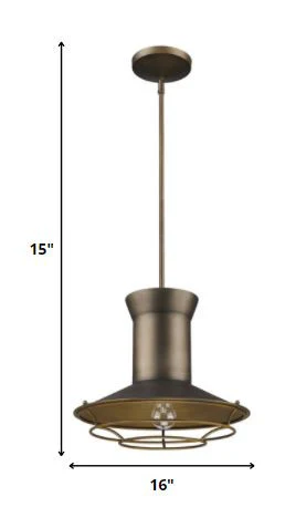 Newport 1-Light Tin Coated Pendant With Raw Brass Interior Shade And Louver By Homeroots - Image 5