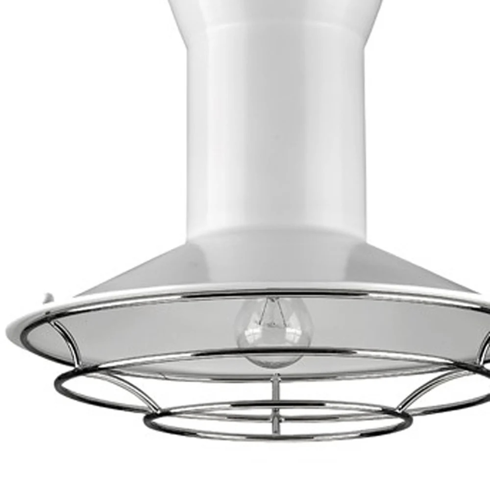 Newport 1-Light White Pendant With Polished Nickel Louver By Homeroots - Image 3
