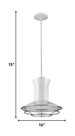 Newport 1-Light White Pendant With Polished Nickel Louver By Homeroots - Image 5