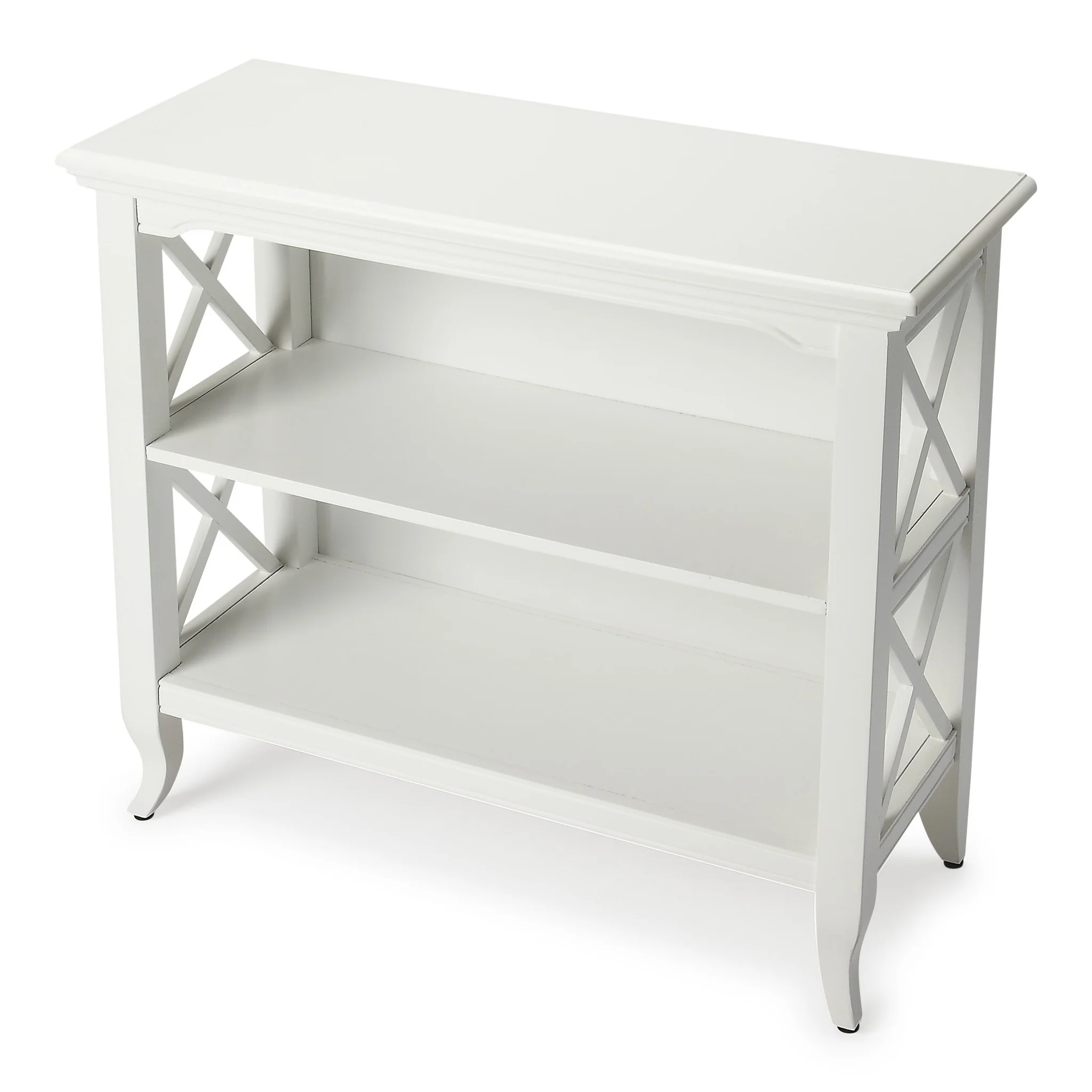 Newport Glossy White Low Bookcase By Homeroots - Image 2