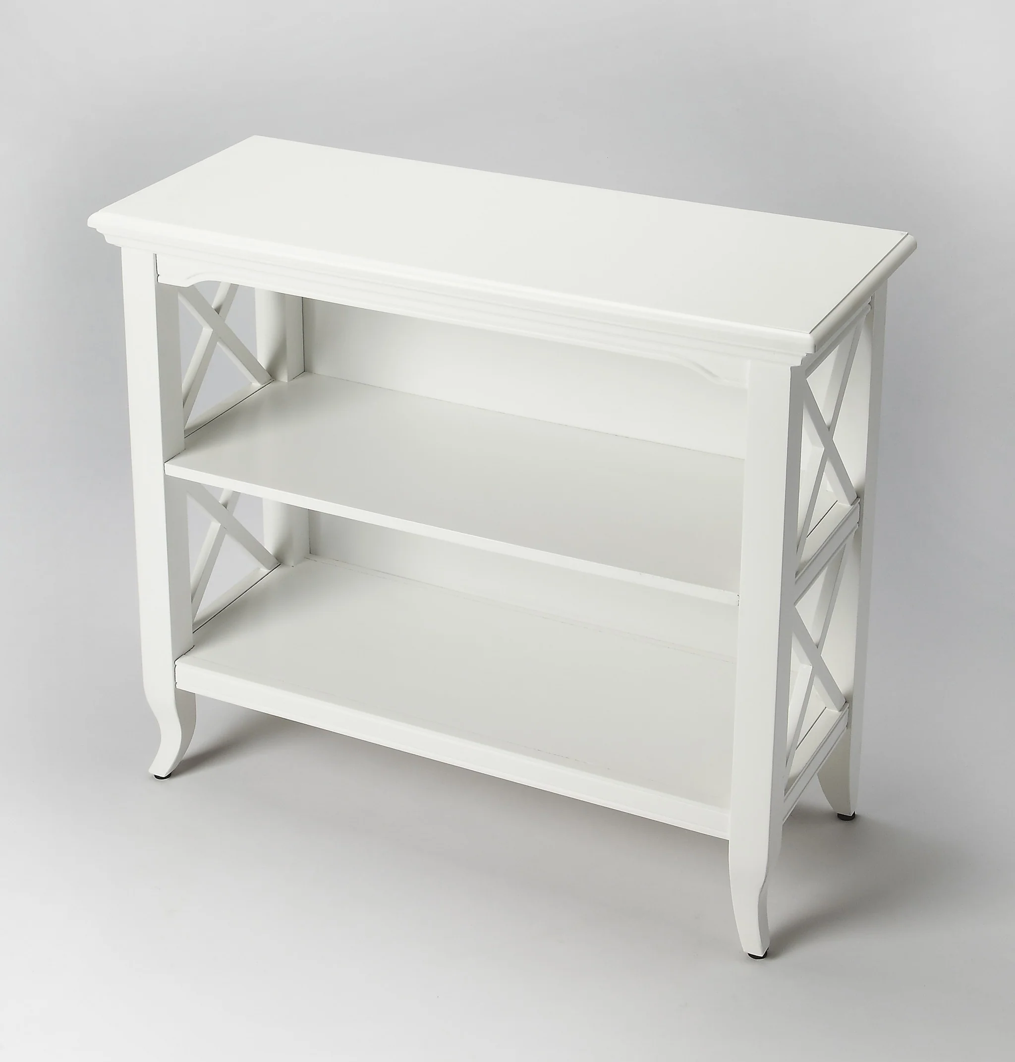 Newport Glossy White Low Bookcase By Homeroots - Image 3