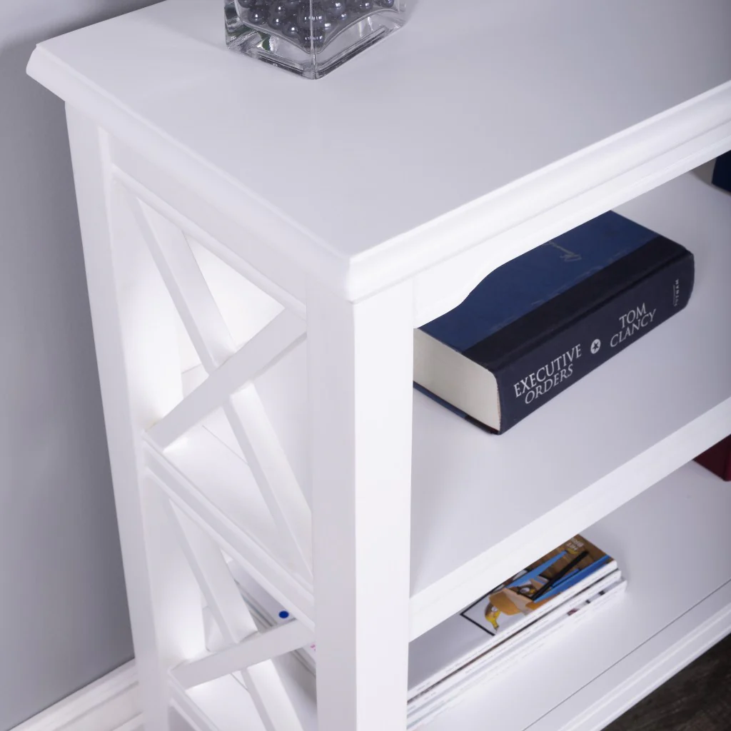 Newport Glossy White Low Bookcase By Homeroots - Image 5