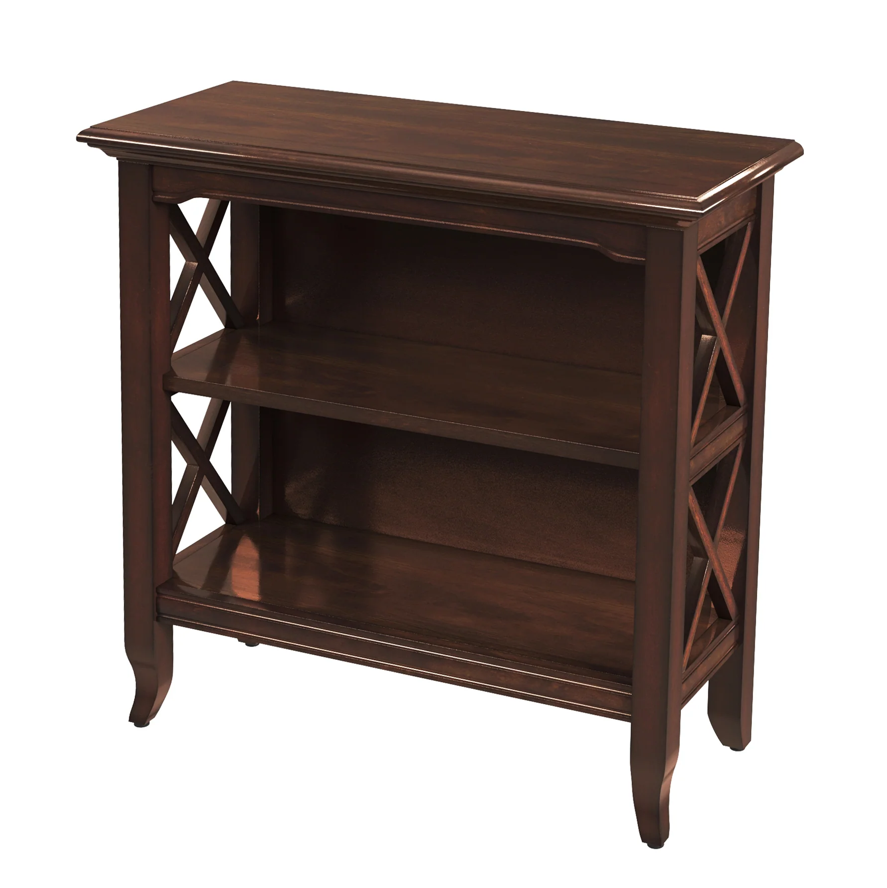 Newport Plantation Cherry Low Bookcase By Homeroots - Image 2