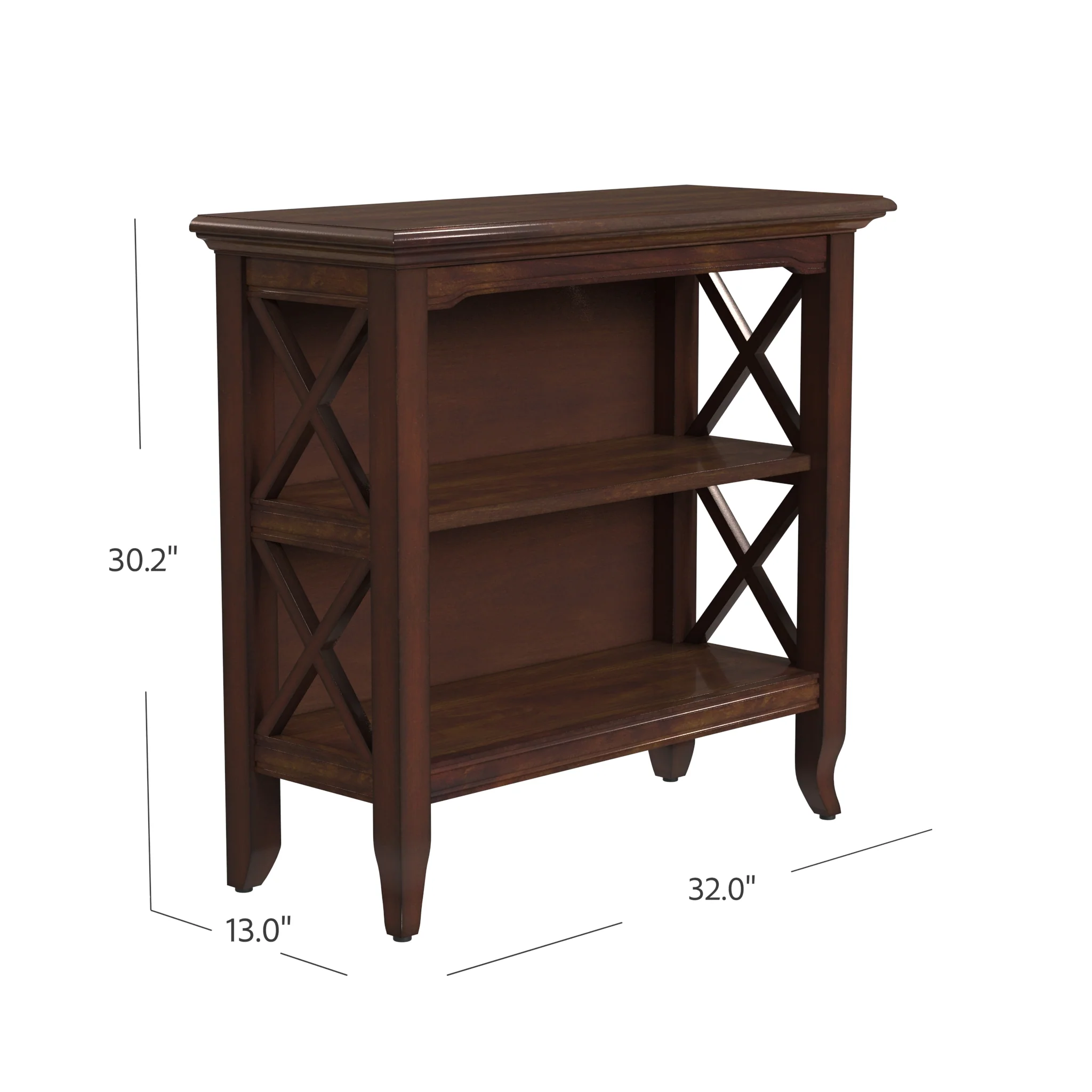 Newport Plantation Cherry Low Bookcase By Homeroots - Image 7