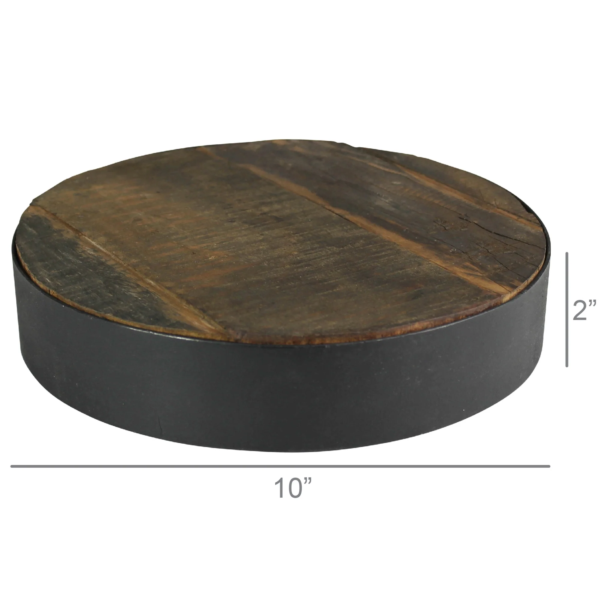 Newton Round Riser with Iron Band, ReclaiMedium Wood - Small Set Of 2 By HomArt - Image 2