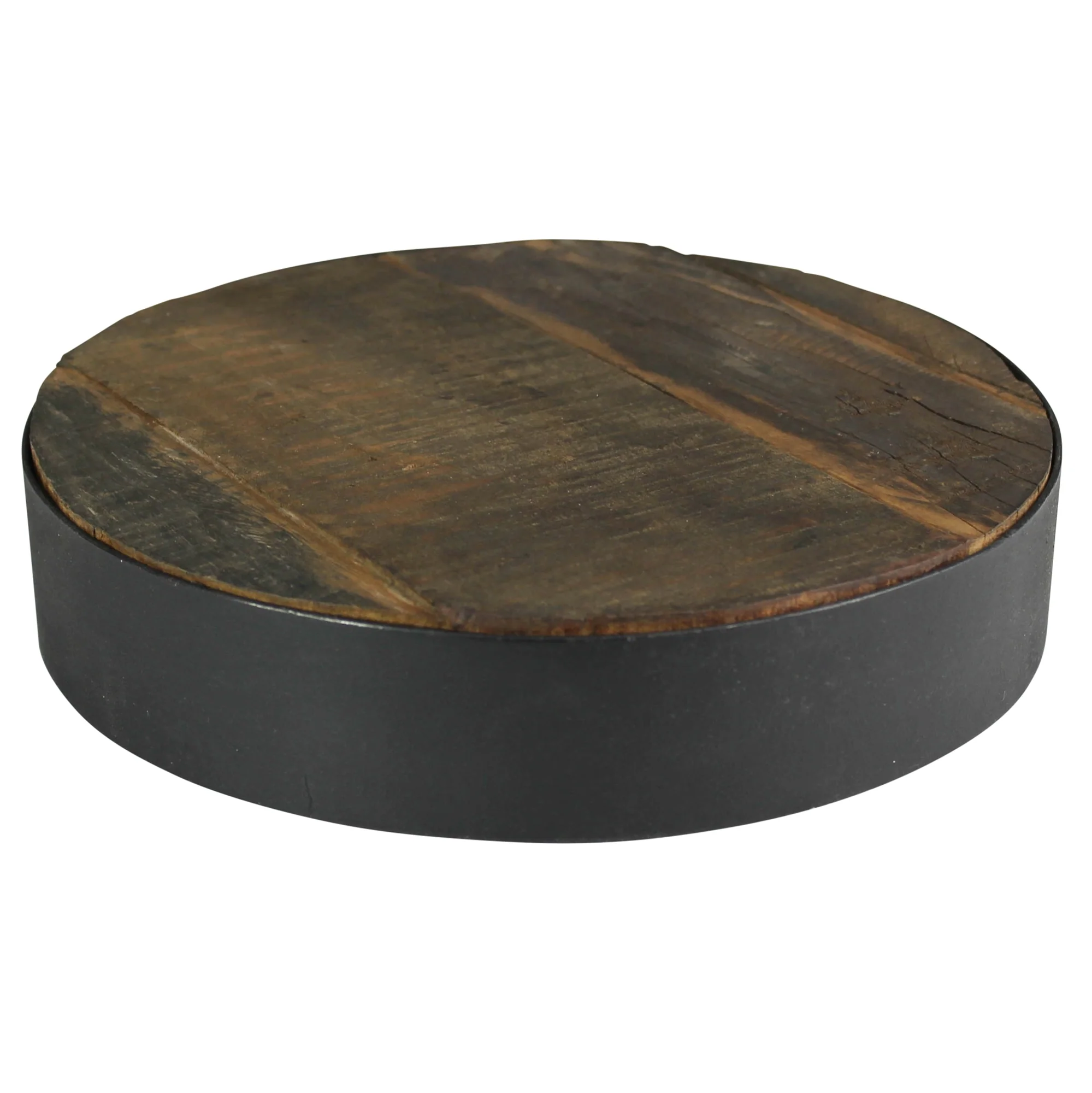 Newton Round Riser with Iron Band, ReclaiMedium Wood - Small Set Of 2 By HomArt - Image 4