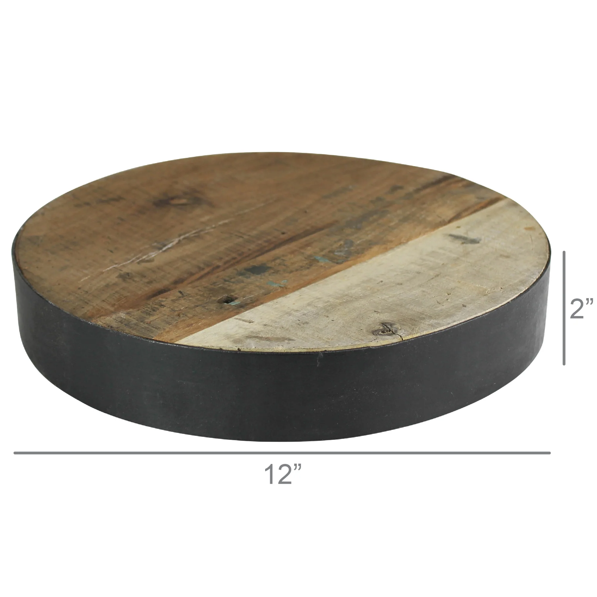 Newton Round Riser with Iron Band, ReclaiMedium Wood - Small Set Of 2 By HomArt - Image 5