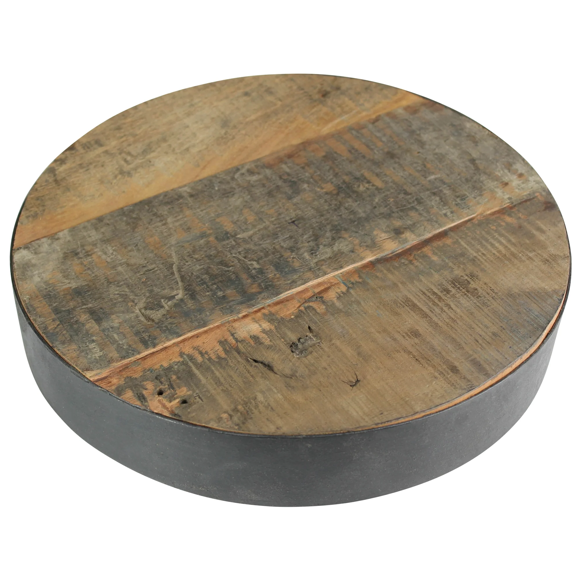 Newton Round Riser with Iron Band, ReclaiMedium Wood - Small Set Of 2 By HomArt - Image 6