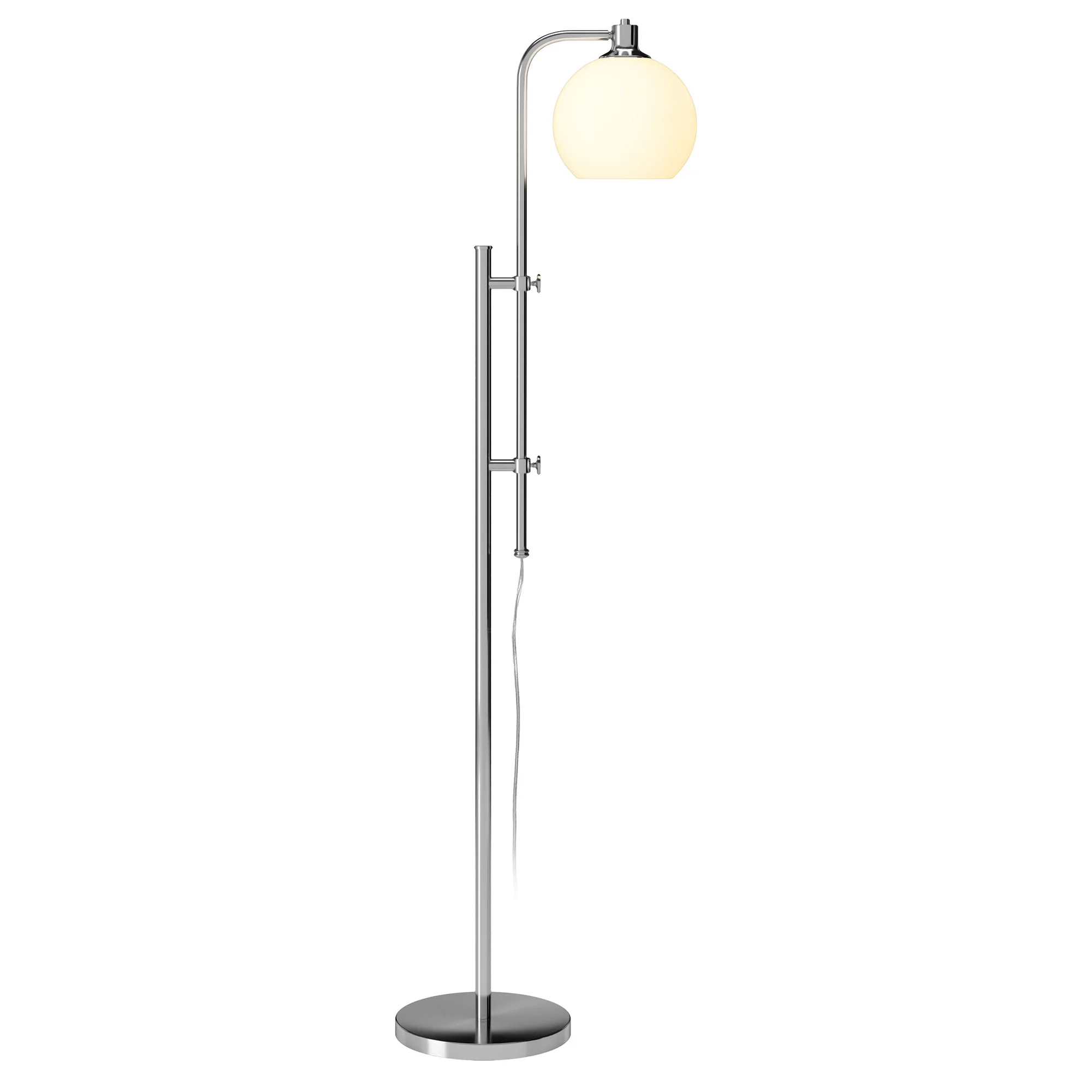 Nickel Adjustable Reading Floor Lamp With White Frosted Glass Globe Shade By Homeroots - Image 6