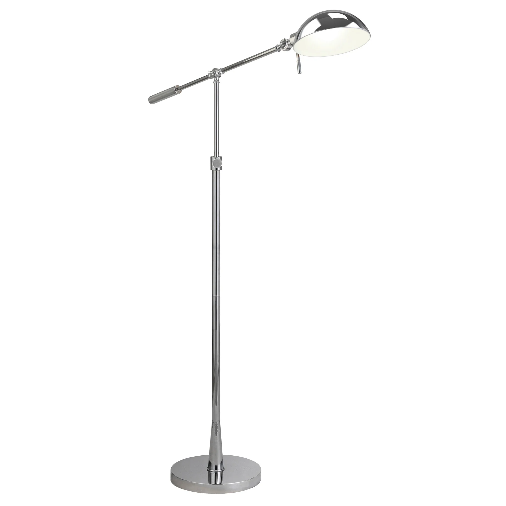Nickel Adjustable Swing Arm Floor Lamp With Nickel No Pattern Cone Shade By Homeroots - Image 2