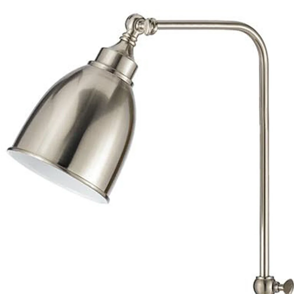 Nickel Adjustable Traditional Shaped Floor Lamp With Nickel Dome Shade By Homeroots - Image 3