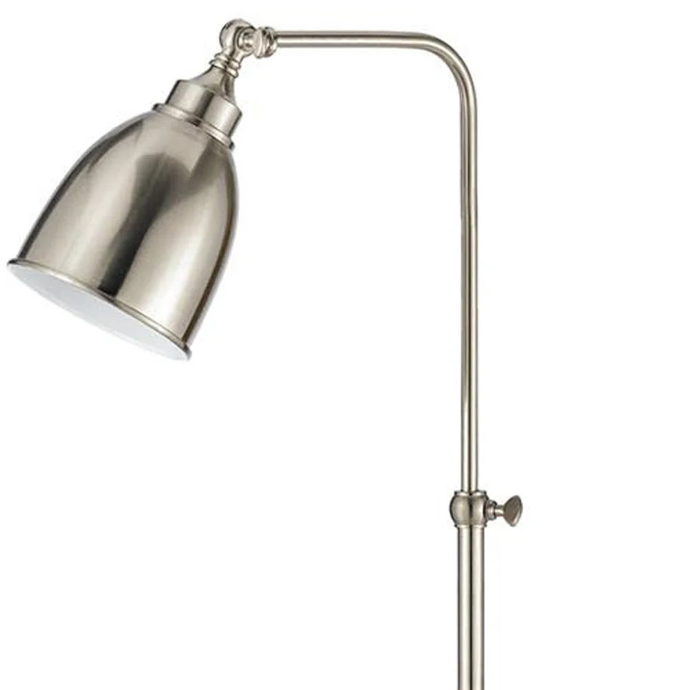 Nickel Adjustable Traditional Shaped Floor Lamp With Nickel Dome Shade By Homeroots - Image 4