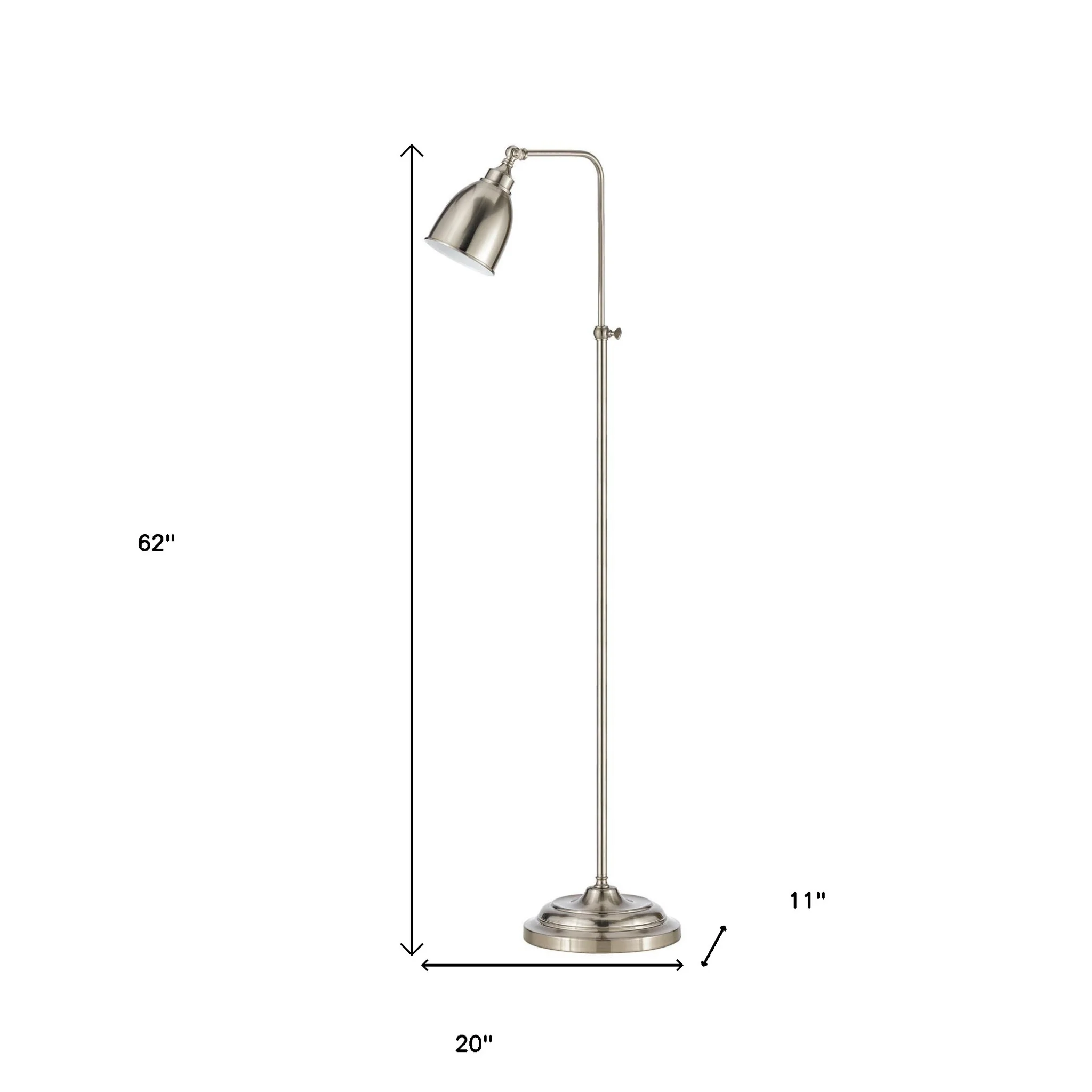 Nickel Adjustable Traditional Shaped Floor Lamp With Nickel Dome Shade By Homeroots - Image 5