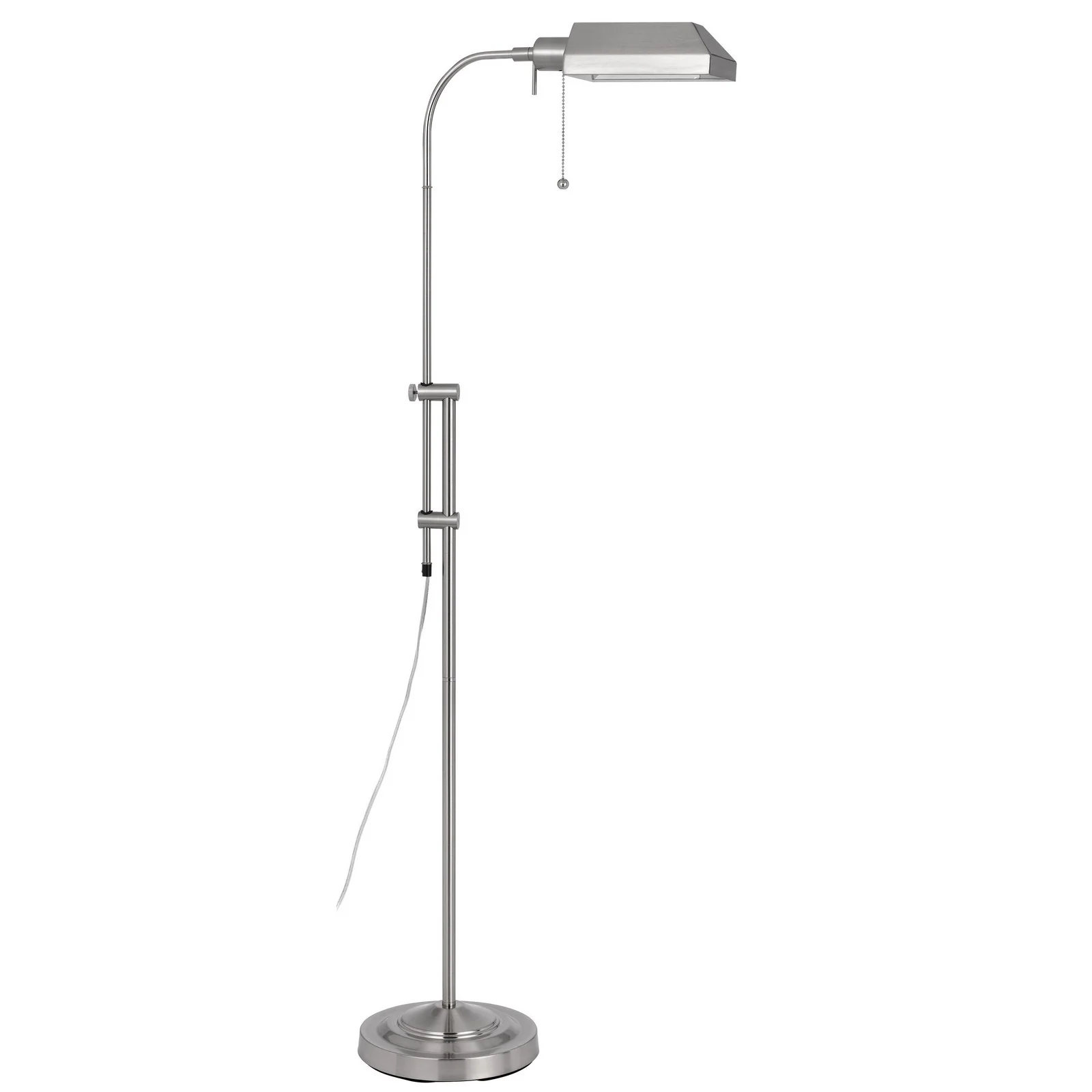 Nickel Adjustable Traditional Shaped Floor Lamp With Nickel Square Shade By Homeroots - Image 2