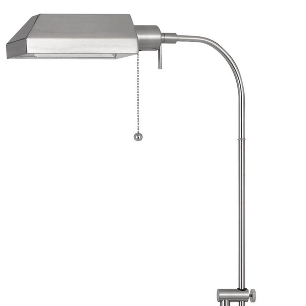 Nickel Adjustable Traditional Shaped Floor Lamp With Nickel Square Shade By Homeroots - Image 4