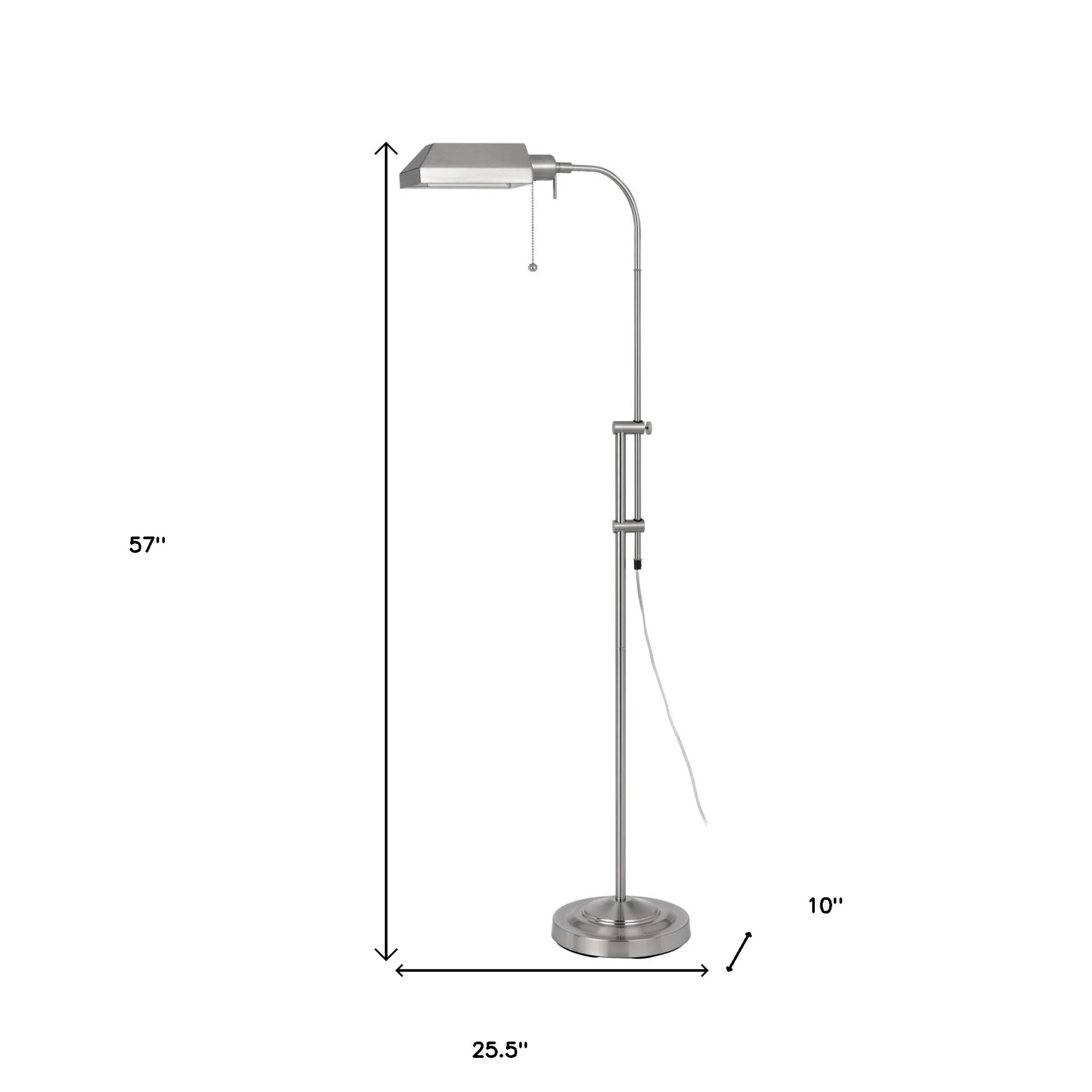 Nickel Adjustable Traditional Shaped Floor Lamp With Nickel Square Shade By Homeroots - Image 5