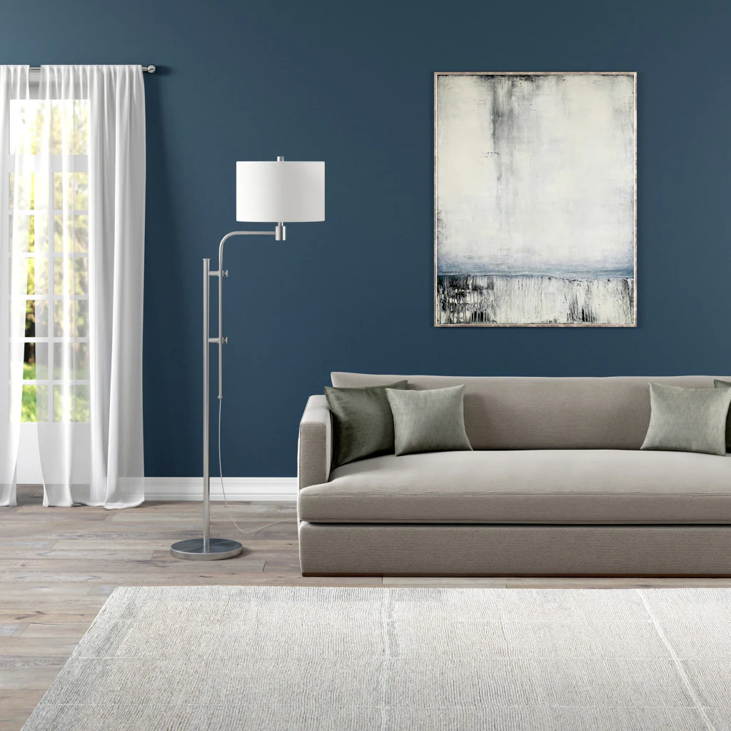 Nickel Adjustable Traditional Shaped Floor Lamp With White Frosted Glass Drum Shade By Homeroots - Image 4