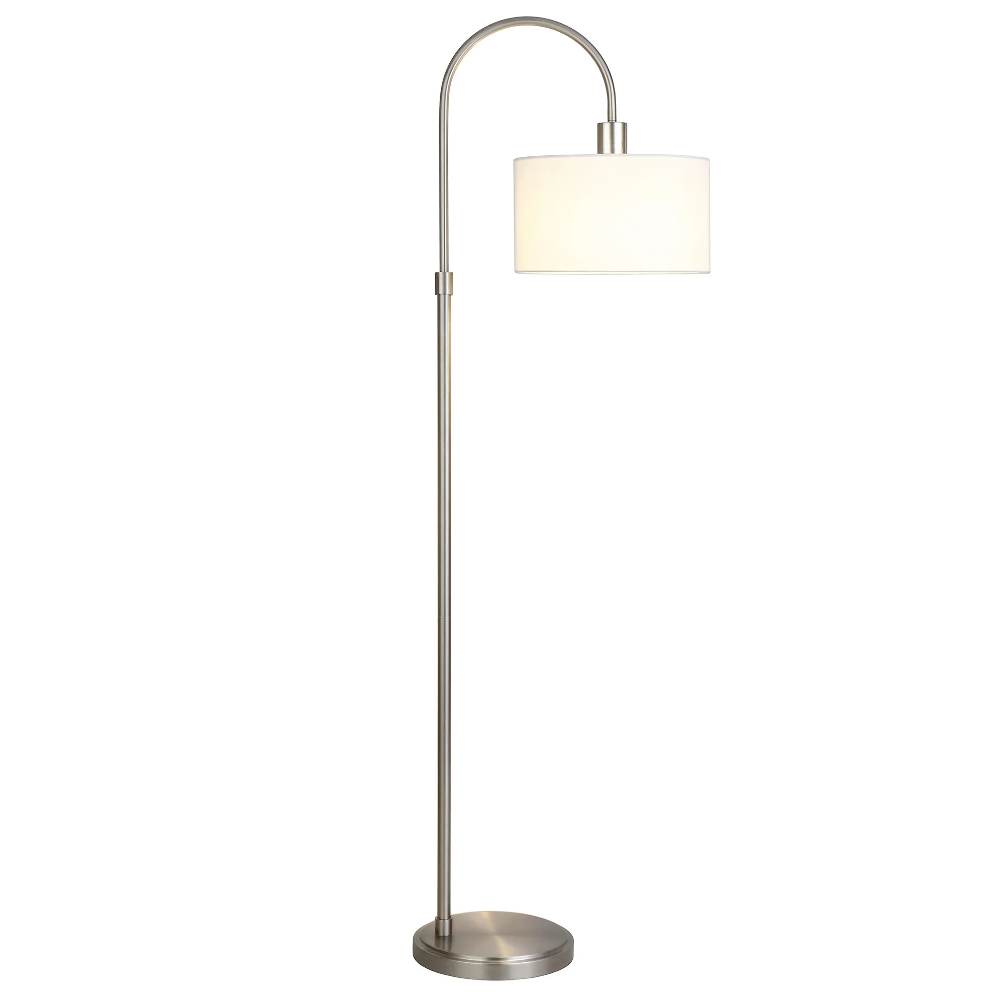 Nickel Arched Floor Lamp With White Frosted Glass Drum Shade By Homeroots - Image 8