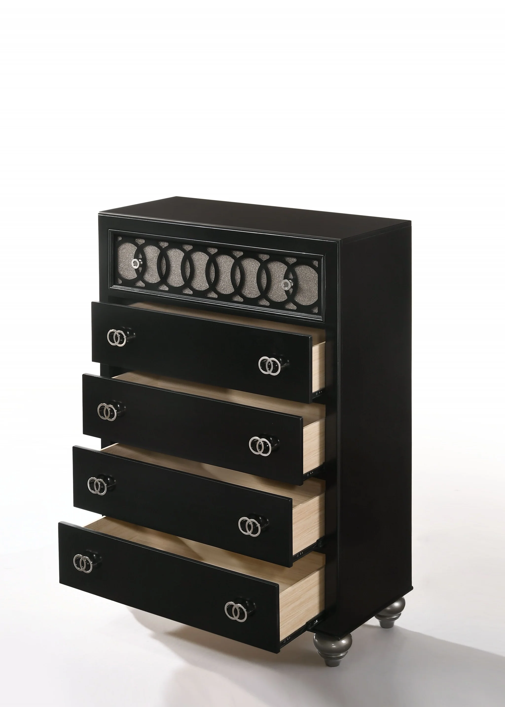 Nickel Brushed And Black Wood Chest By Homeroots - Image 2